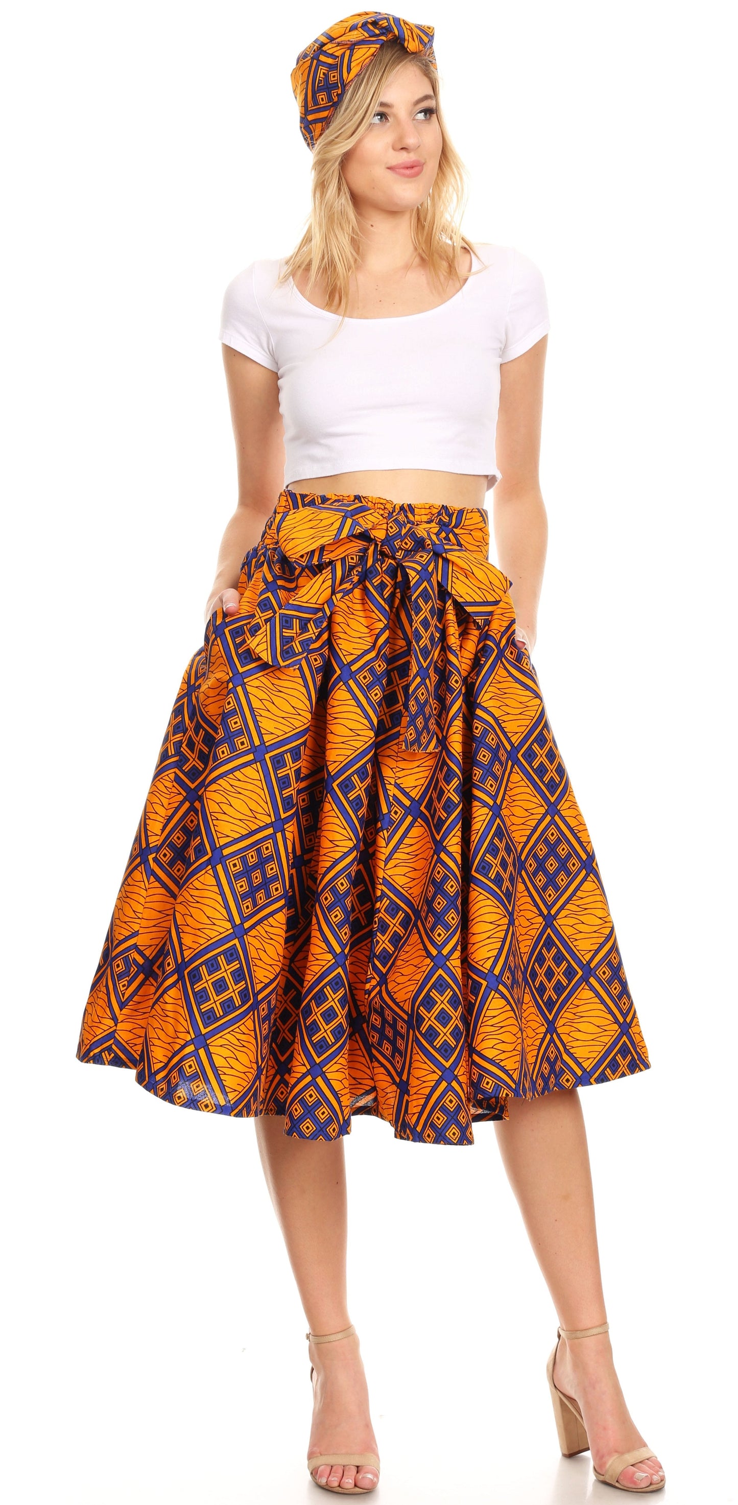 Sakkas African Dutch Ankara Wax Print Full Circle Skirt - Concordia Style Boutique