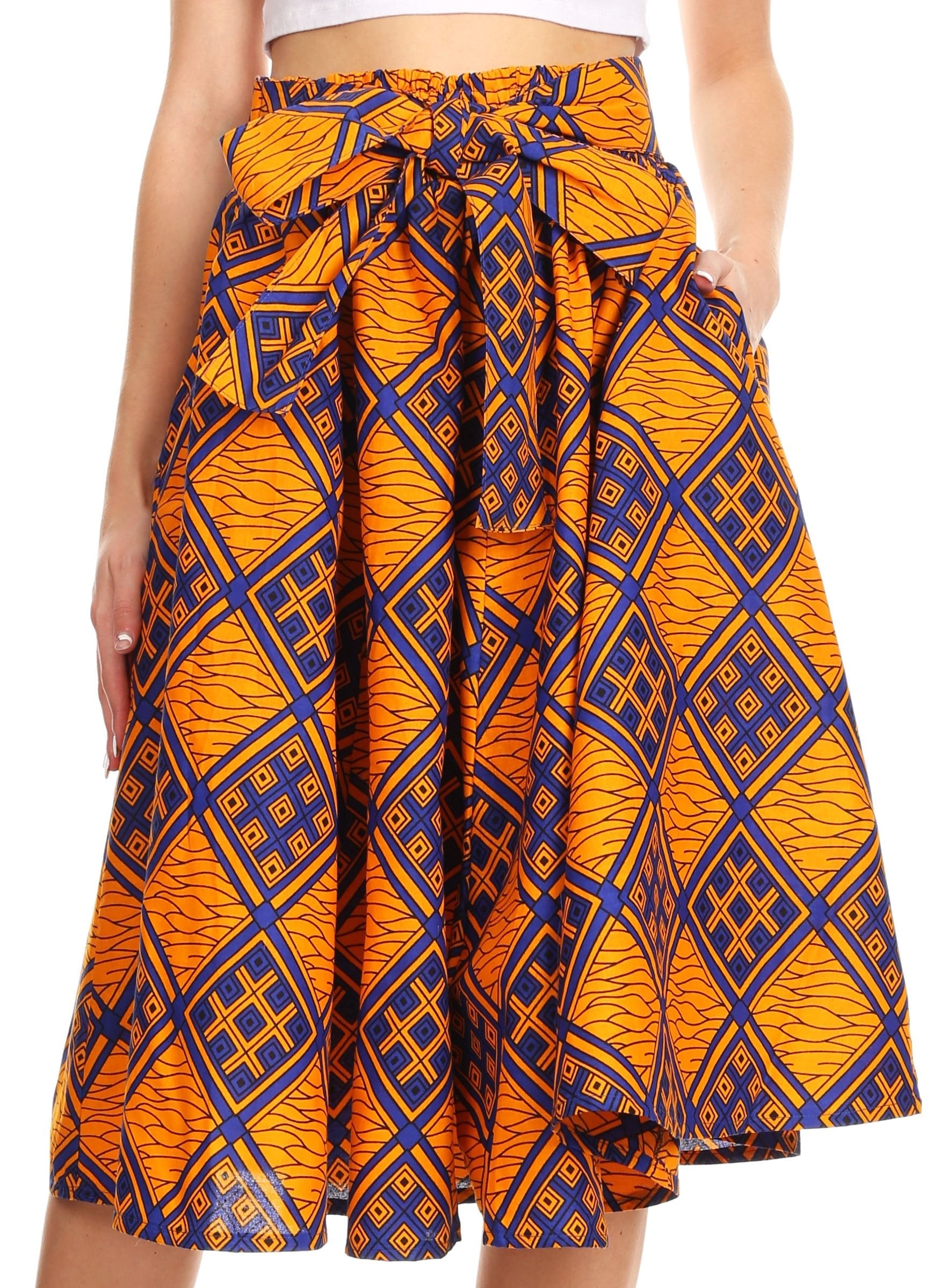 Sakkas African Dutch Ankara Wax Print Full Circle Skirt - Concordia Style Boutique
