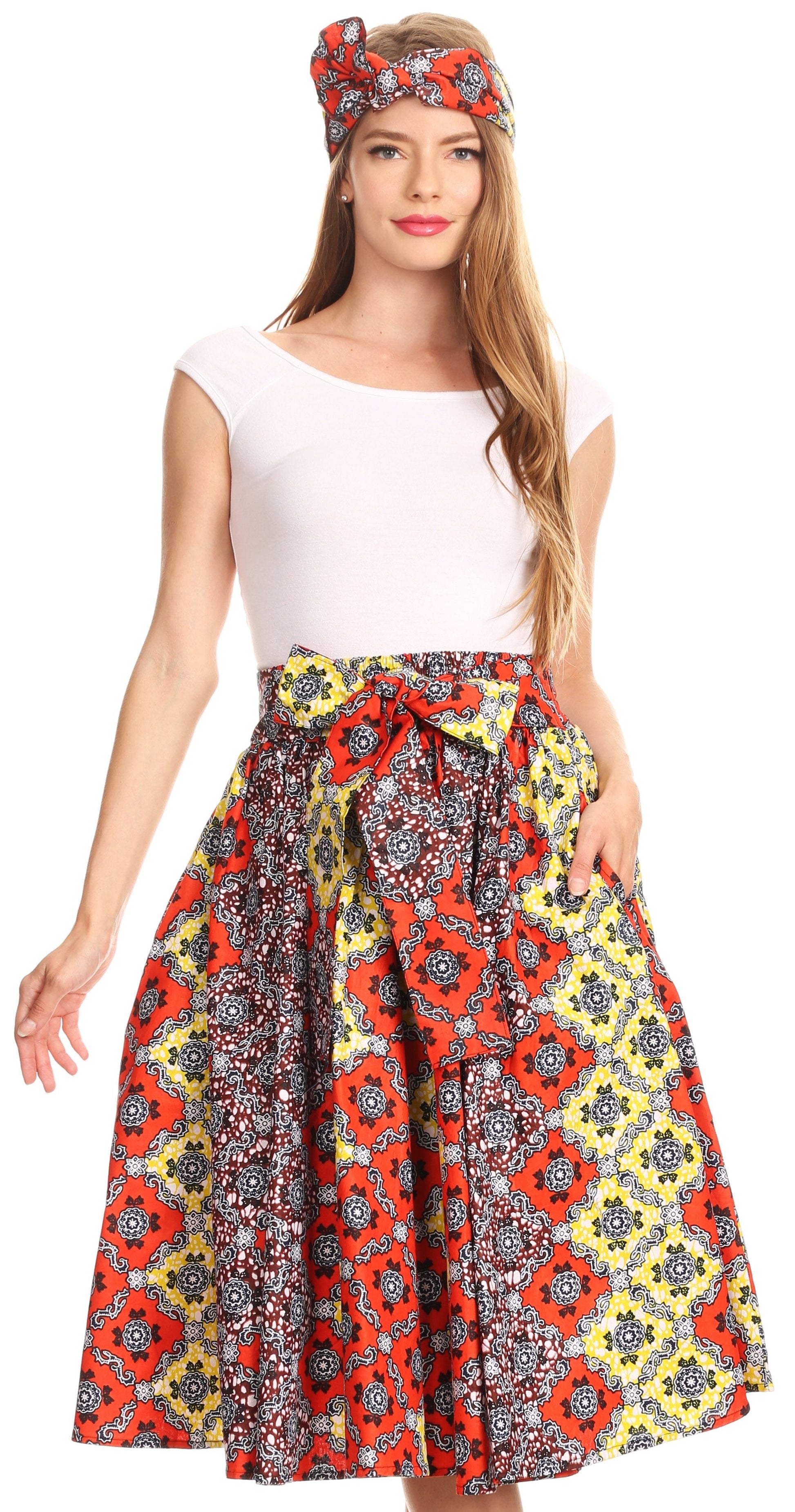 Sakkas African Dutch Ankara Wax Print Full Circle Skirt - Concordia Style Boutique
