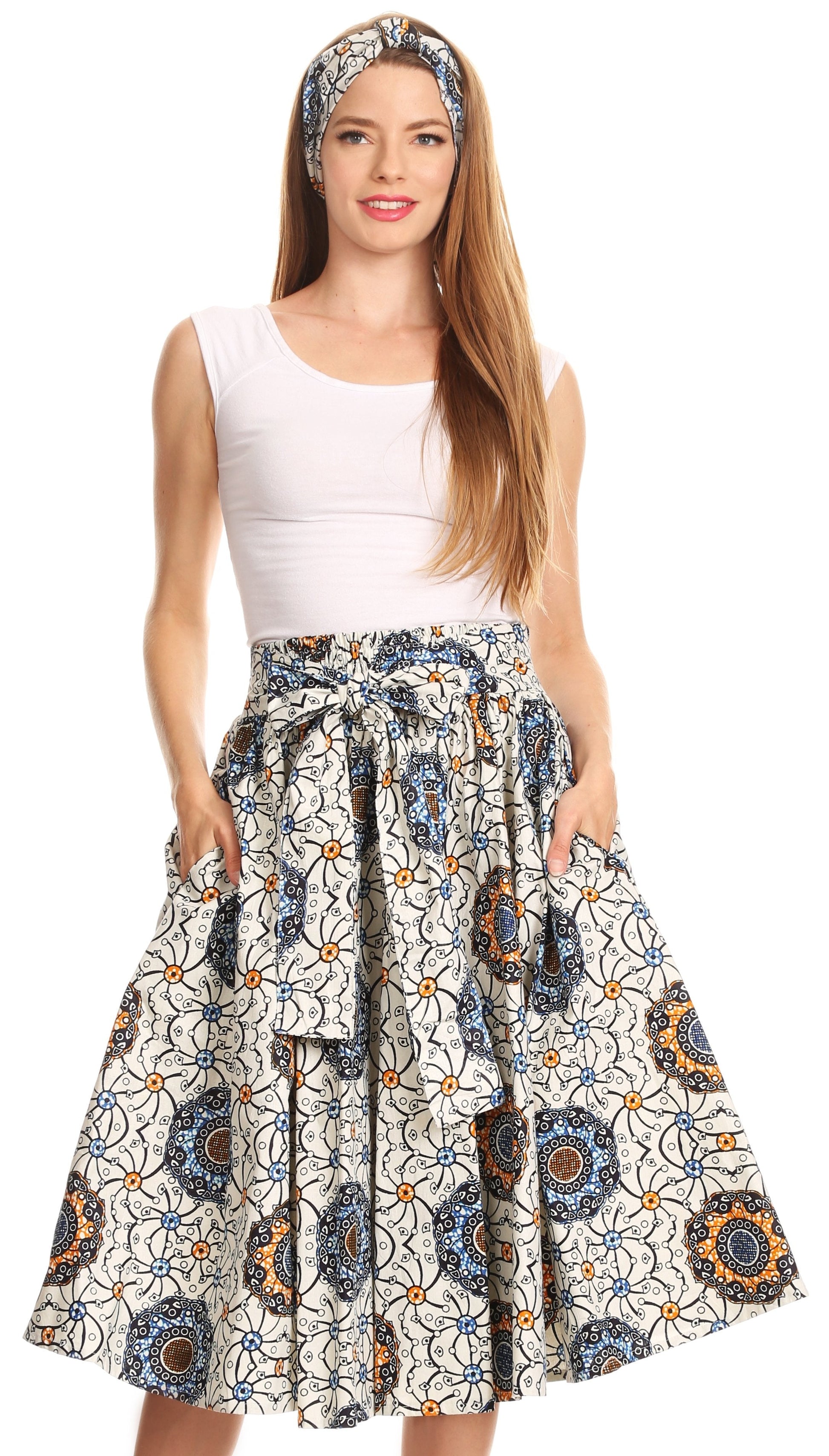 Sakkas African Dutch Ankara Wax Print Full Circle Skirt - Concordia Style Boutique