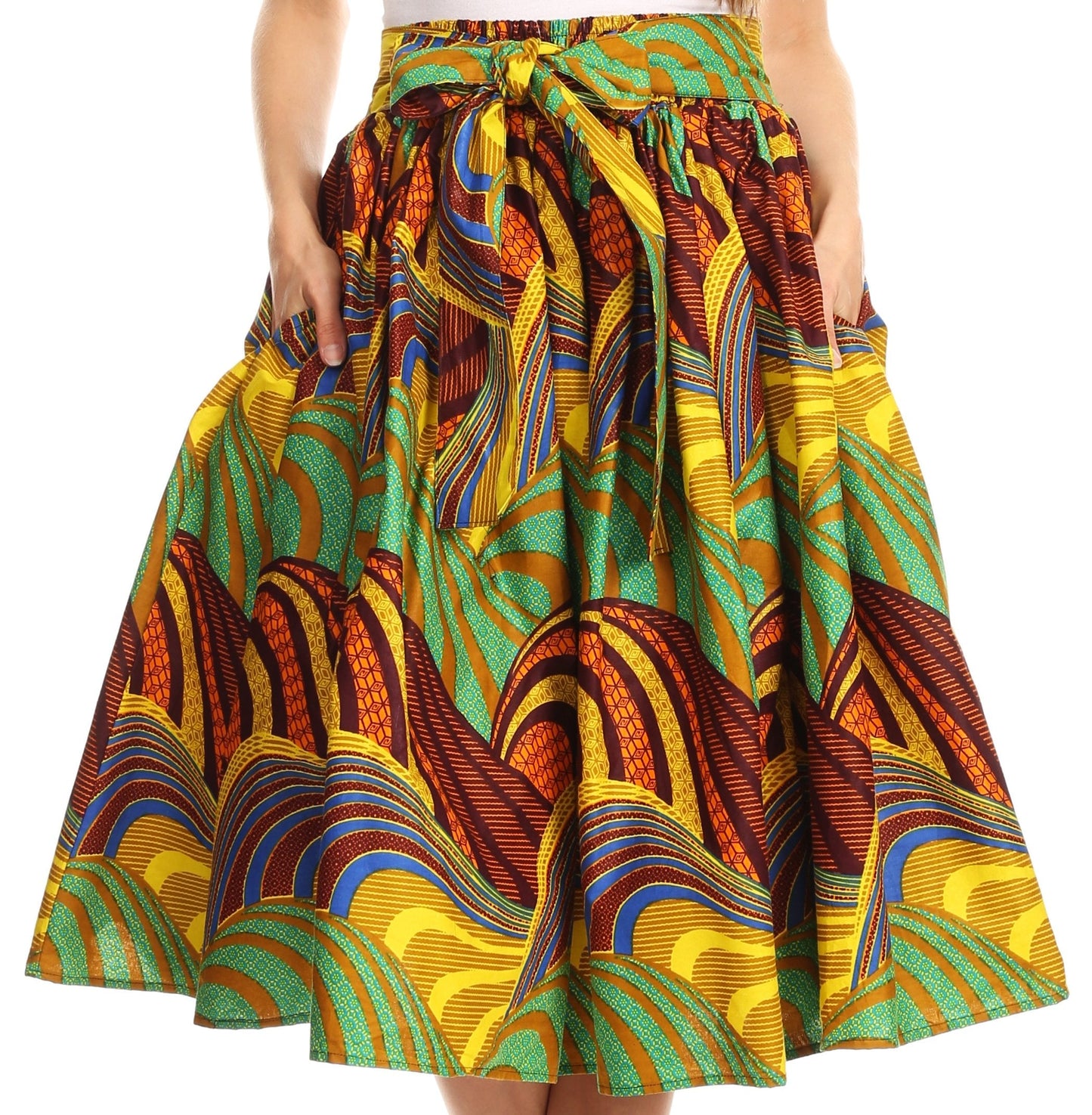 Sakkas African Dutch Ankara Wax Print Full Circle Skirt - Concordia Style Boutique