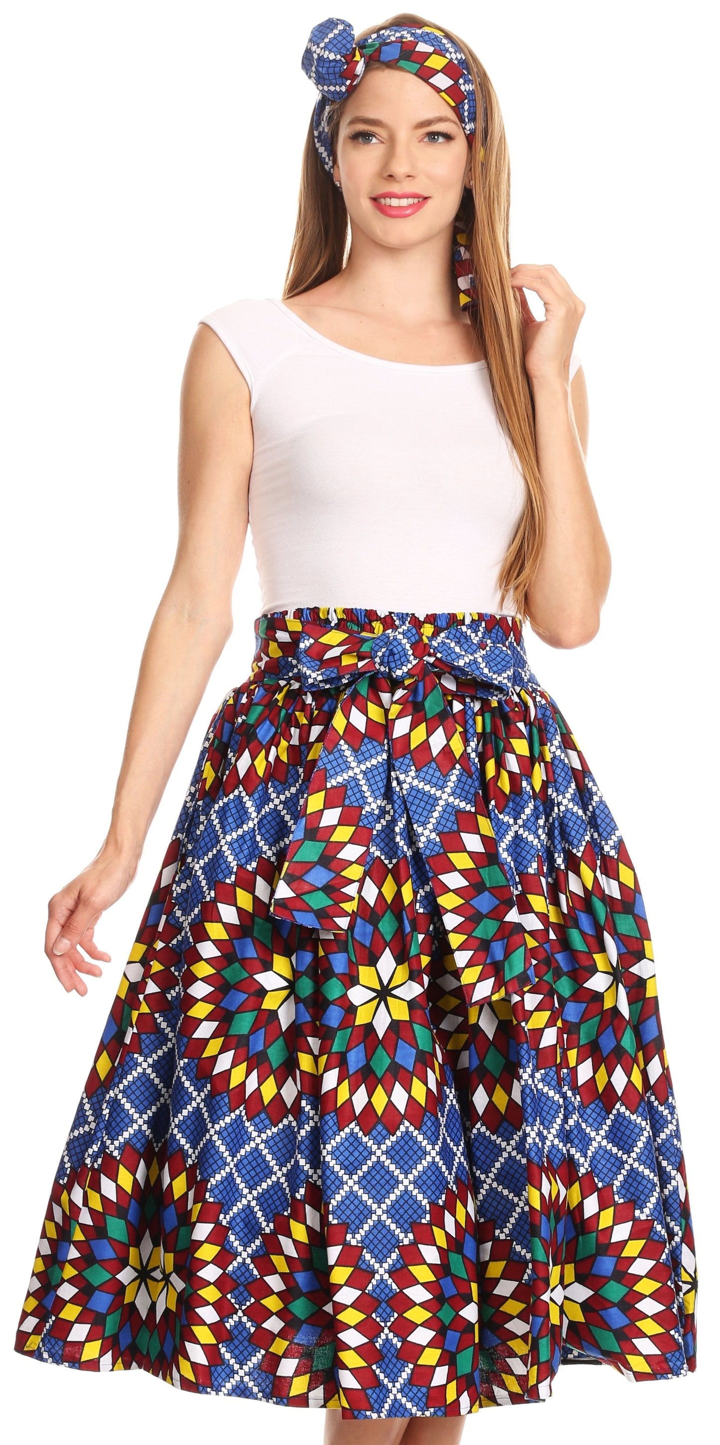 Sakkas African Dutch Ankara Wax Print Full Circle Skirt - Concordia Style Boutique