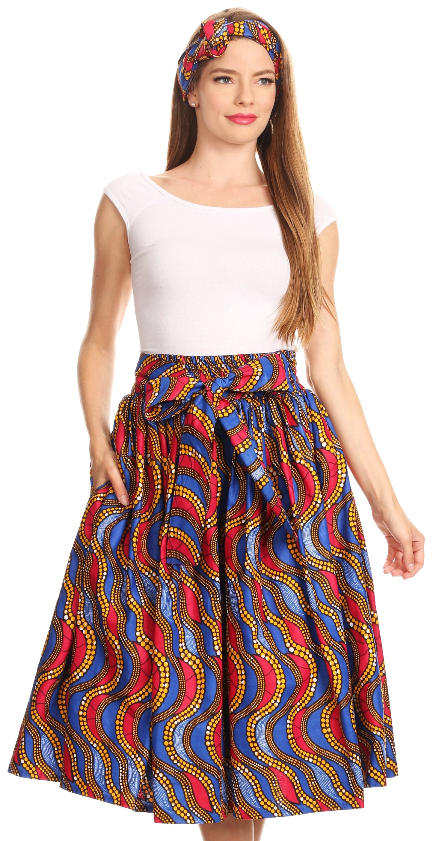 Sakkas African Dutch Ankara Wax Print Full Circle Skirt - Concordia Style Boutique