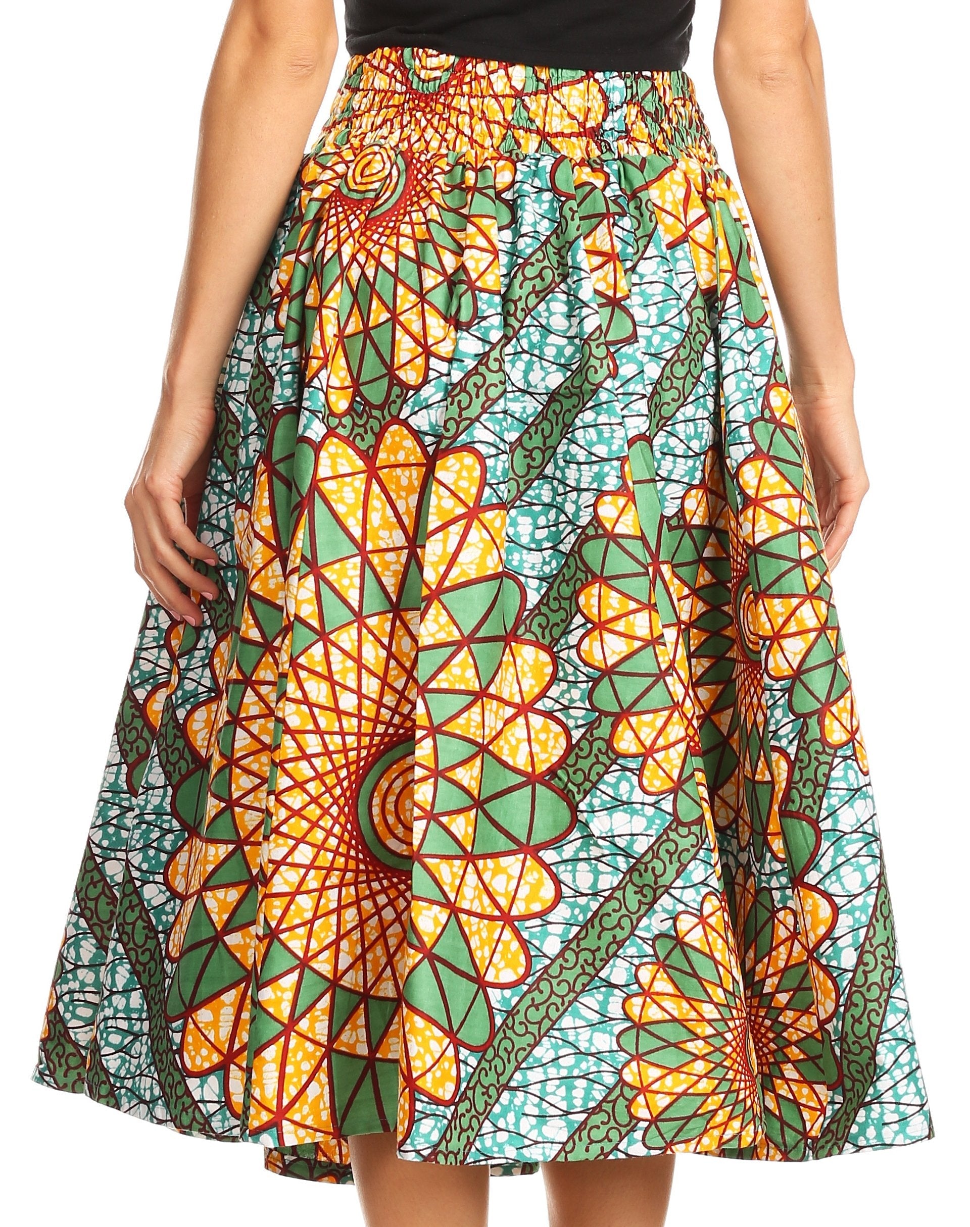 Sakkas African Dutch Ankara Wax Print Full Circle Skirt - Concordia Style Boutique