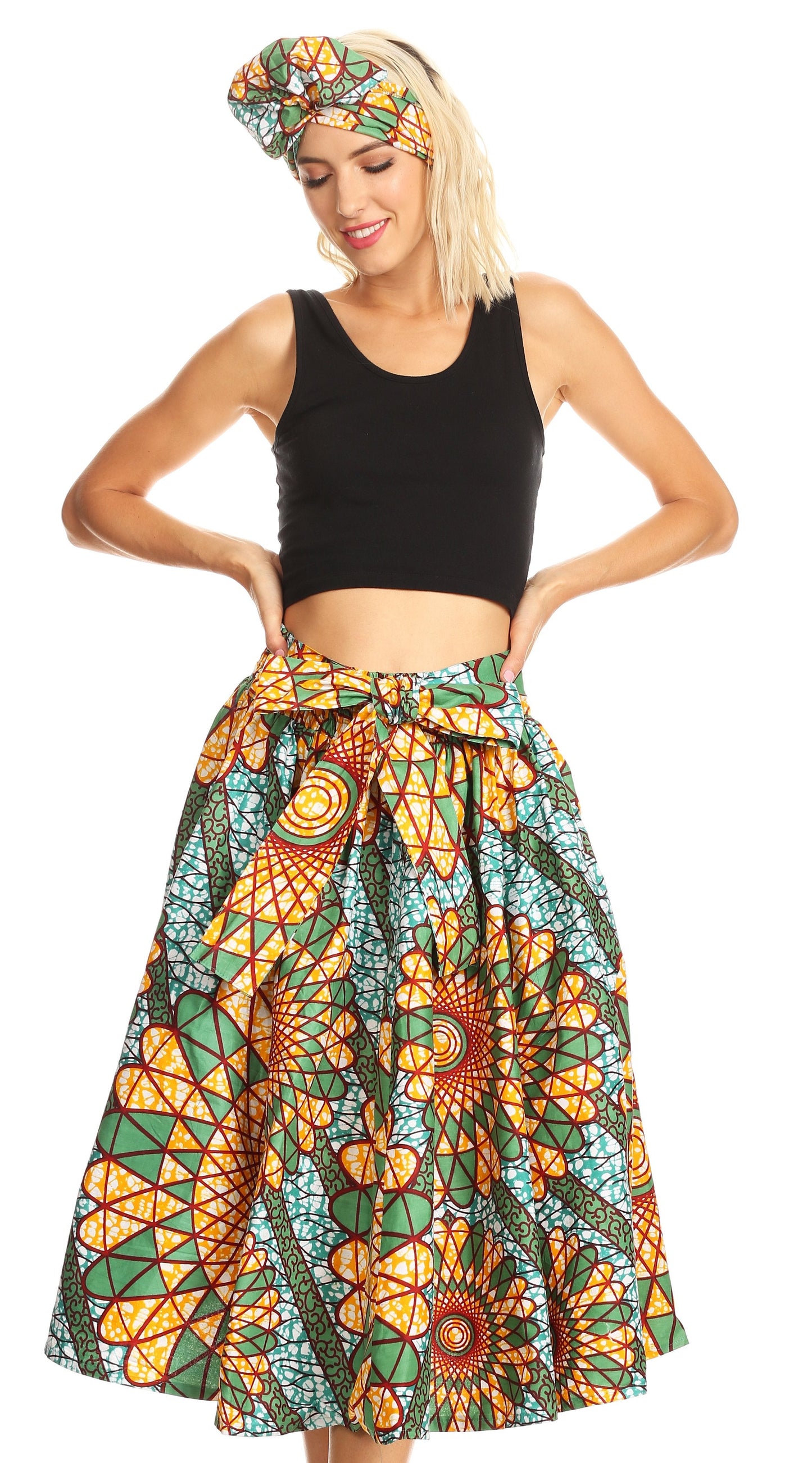 Sakkas African Dutch Ankara Wax Print Full Circle Skirt - Concordia Style Boutique