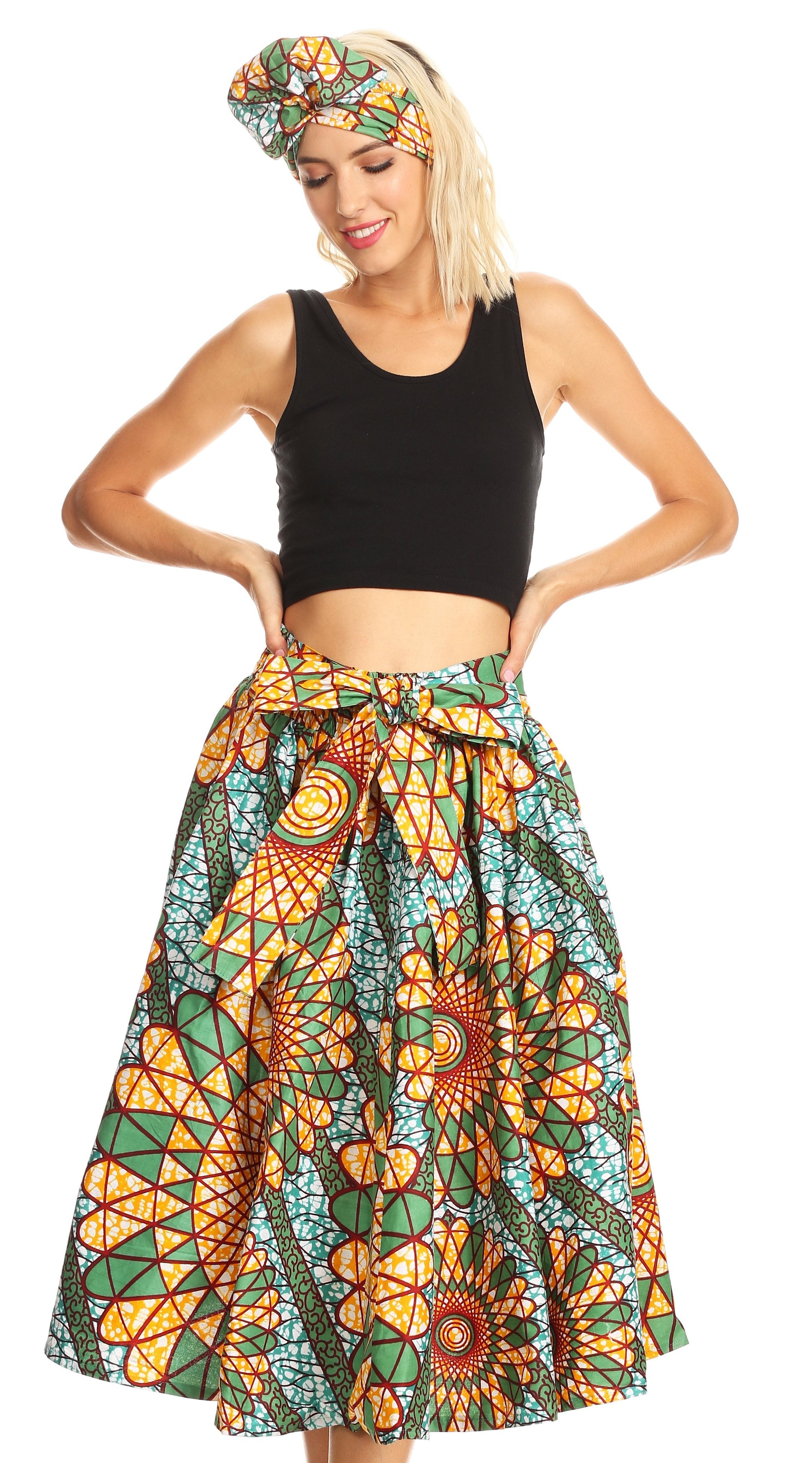 Sakkas African Dutch Ankara Wax Print Full Circle Skirt - Concordia Style Boutique