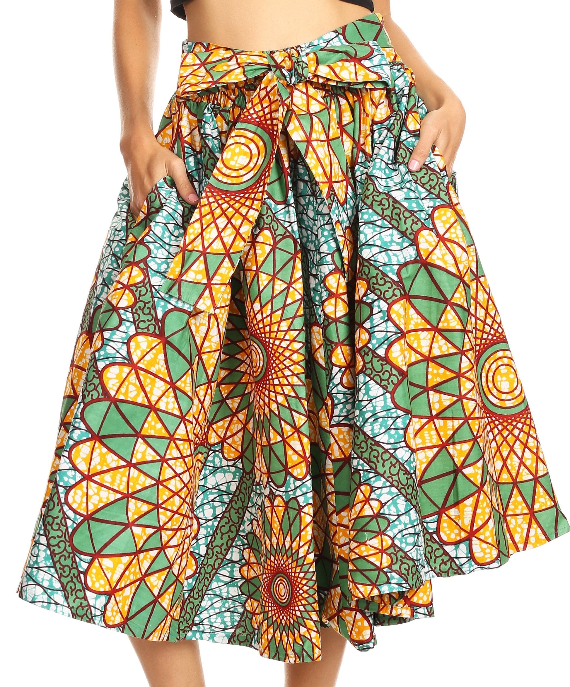 Sakkas African Dutch Ankara Wax Print Full Circle Skirt - Concordia Style Boutique
