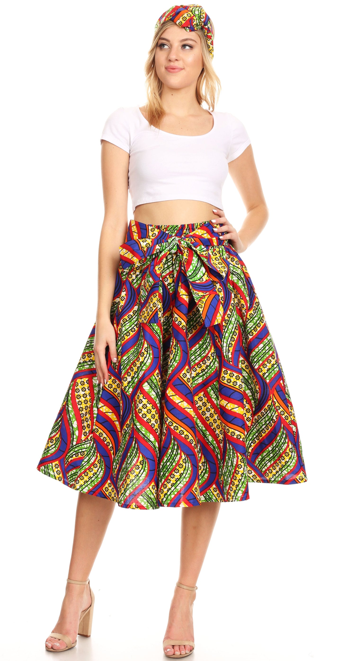 Sakkas African Dutch Ankara Wax Print Full Circle Skirt - Concordia Style Boutique