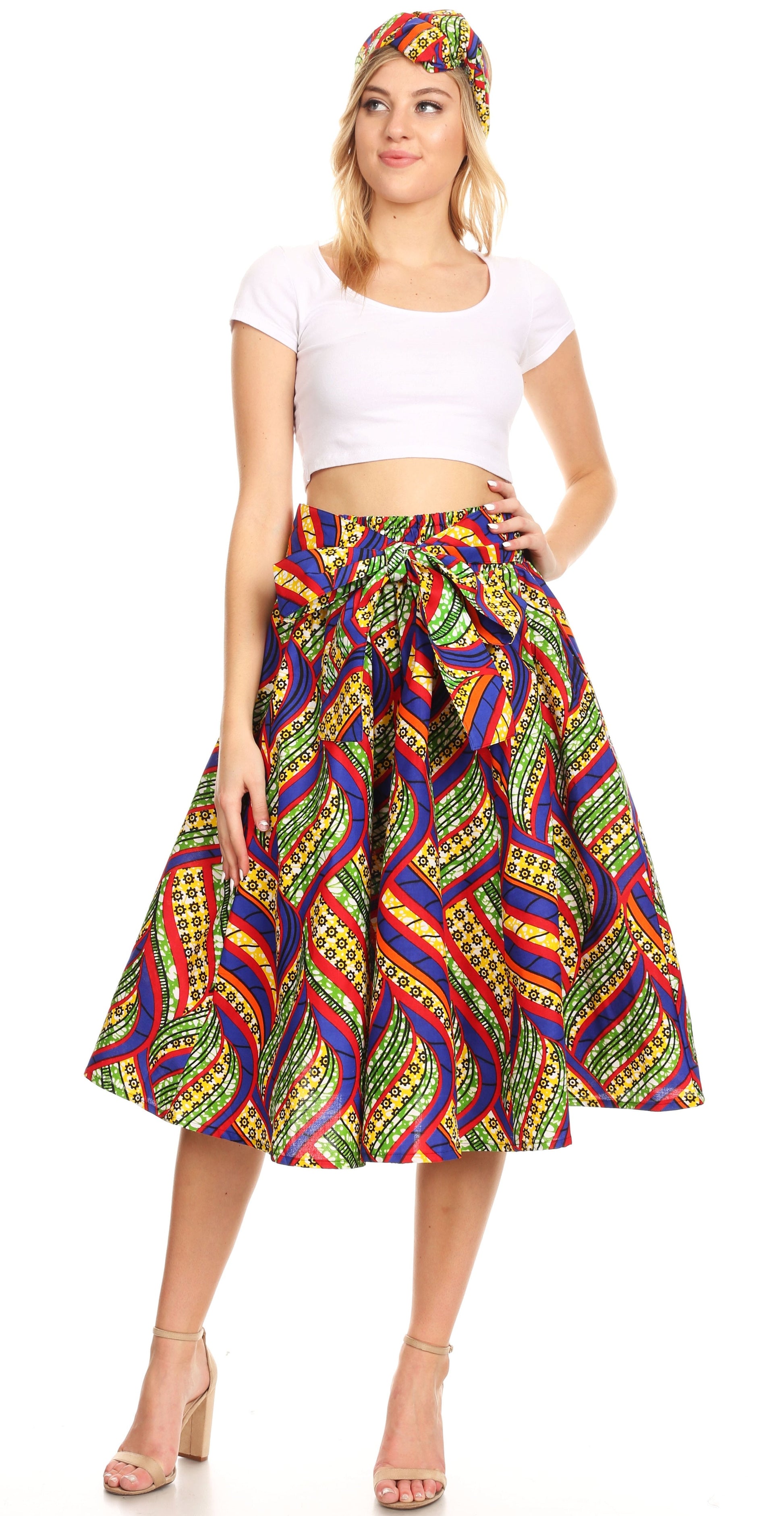Sakkas African Dutch Ankara Wax Print Full Circle Skirt - Concordia Style Boutique