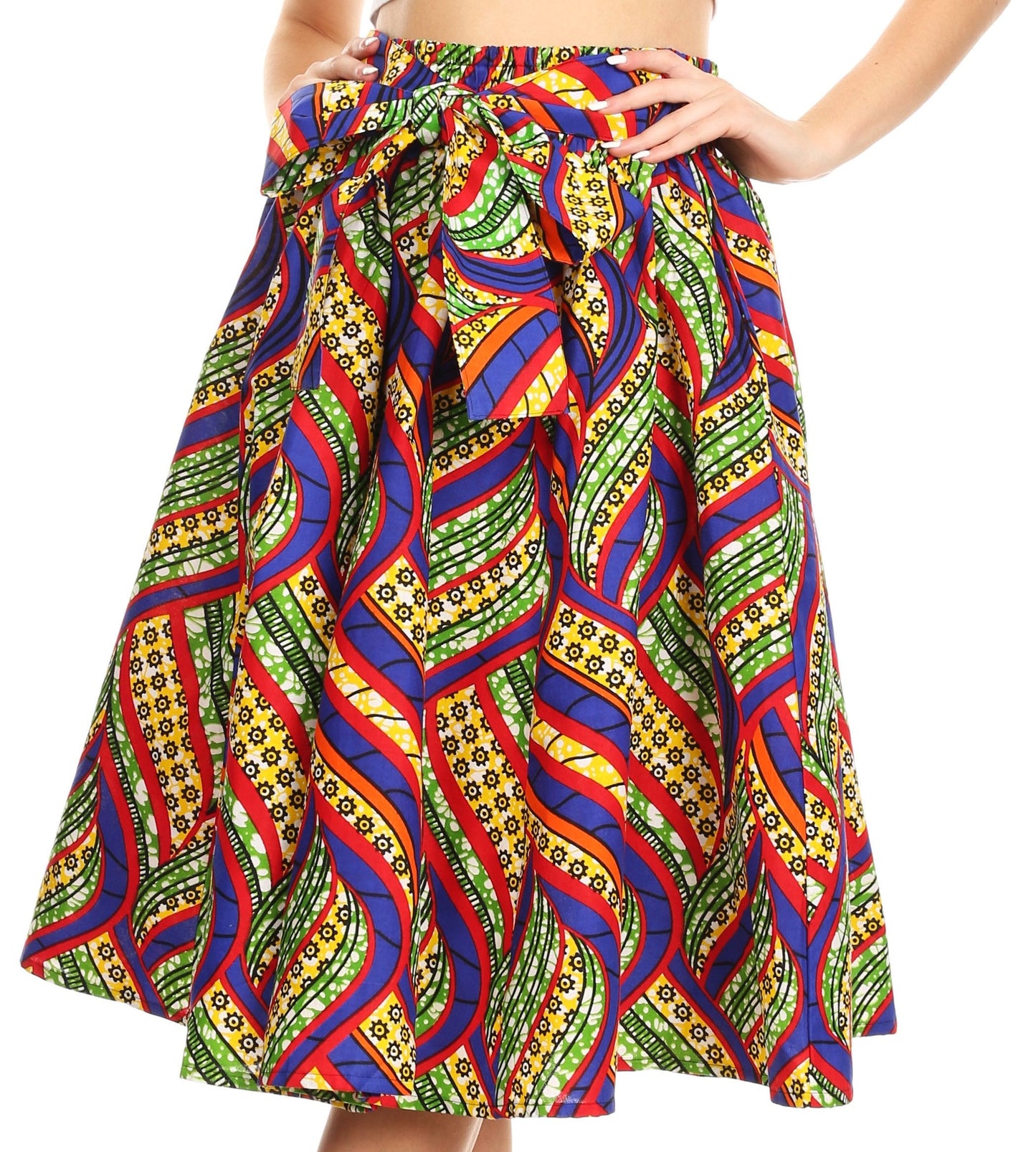 Sakkas African Dutch Ankara Wax Print Full Circle Skirt - Concordia Style Boutique