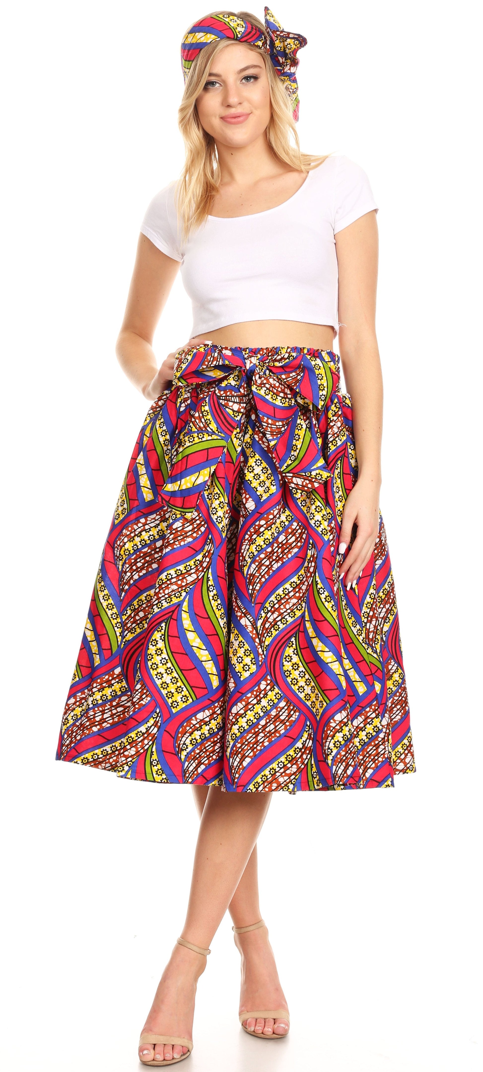 Sakkas African Dutch Ankara Wax Print Full Circle Skirt - Concordia Style Boutique