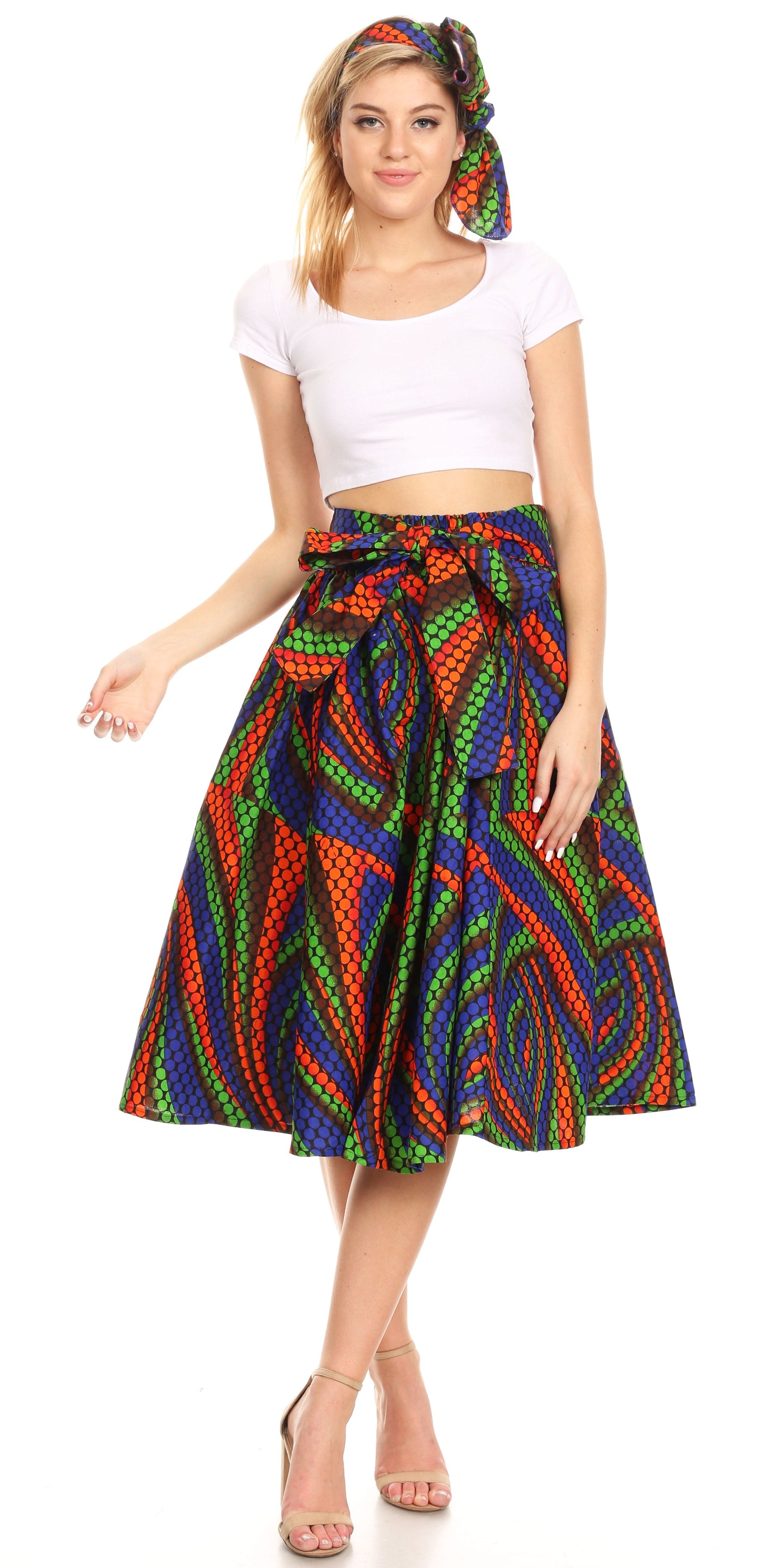 Sakkas African Dutch Ankara Wax Print Full Circle Skirt - Concordia Style Boutique