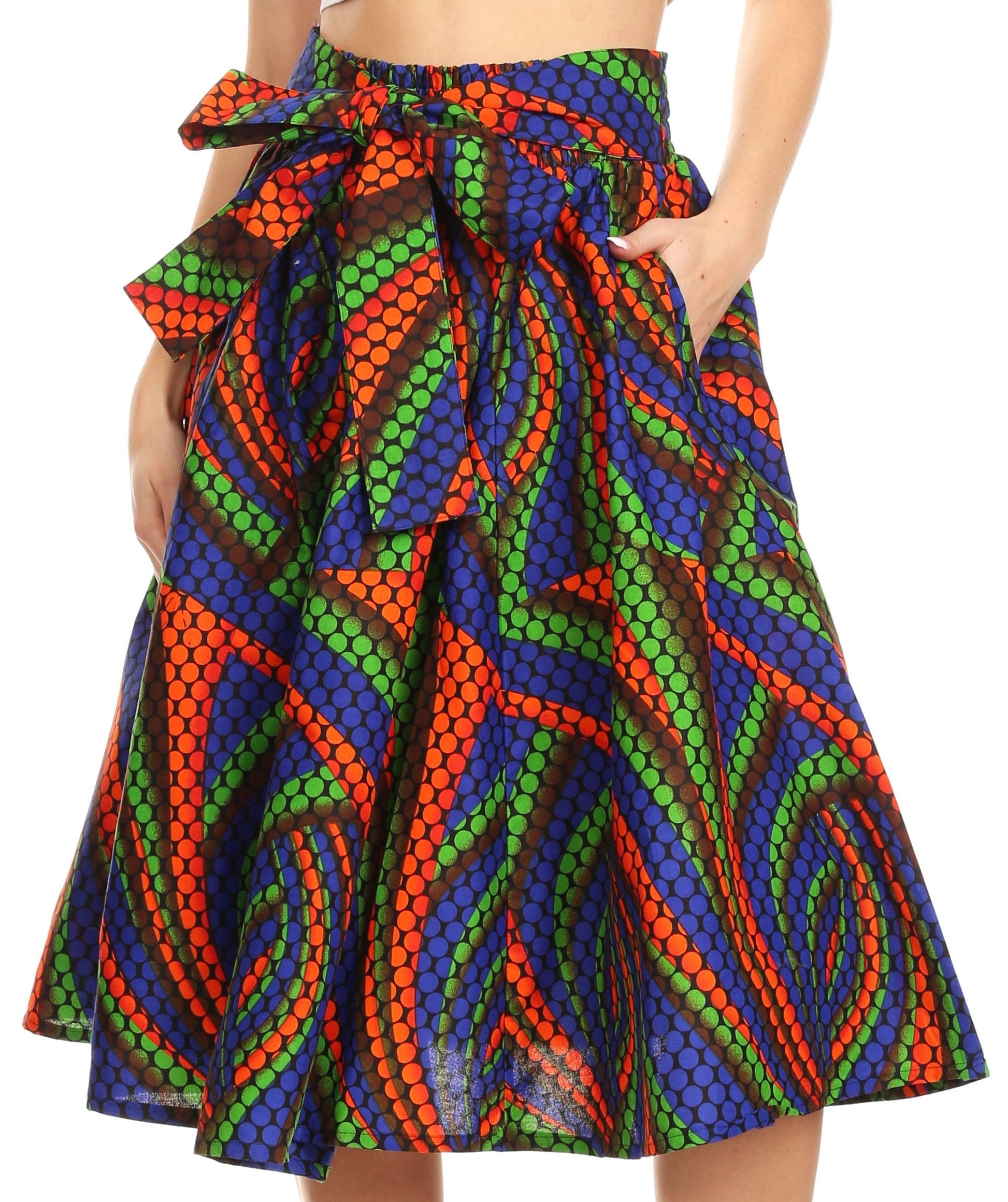 Sakkas African Dutch Ankara Wax Print Full Circle Skirt - Concordia Style Boutique