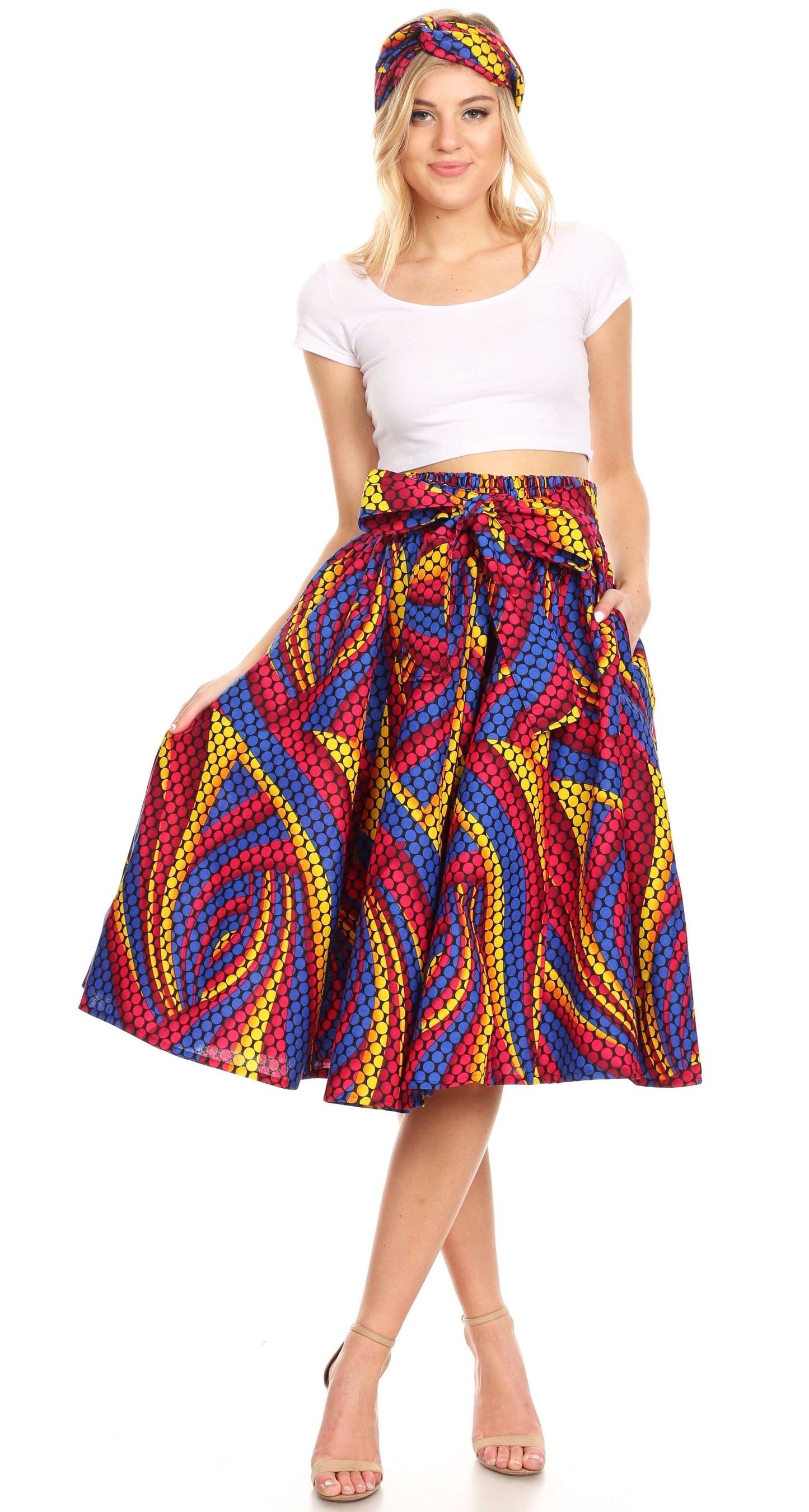Sakkas African Dutch Ankara Wax Print Full Circle Skirt - Concordia Style Boutique