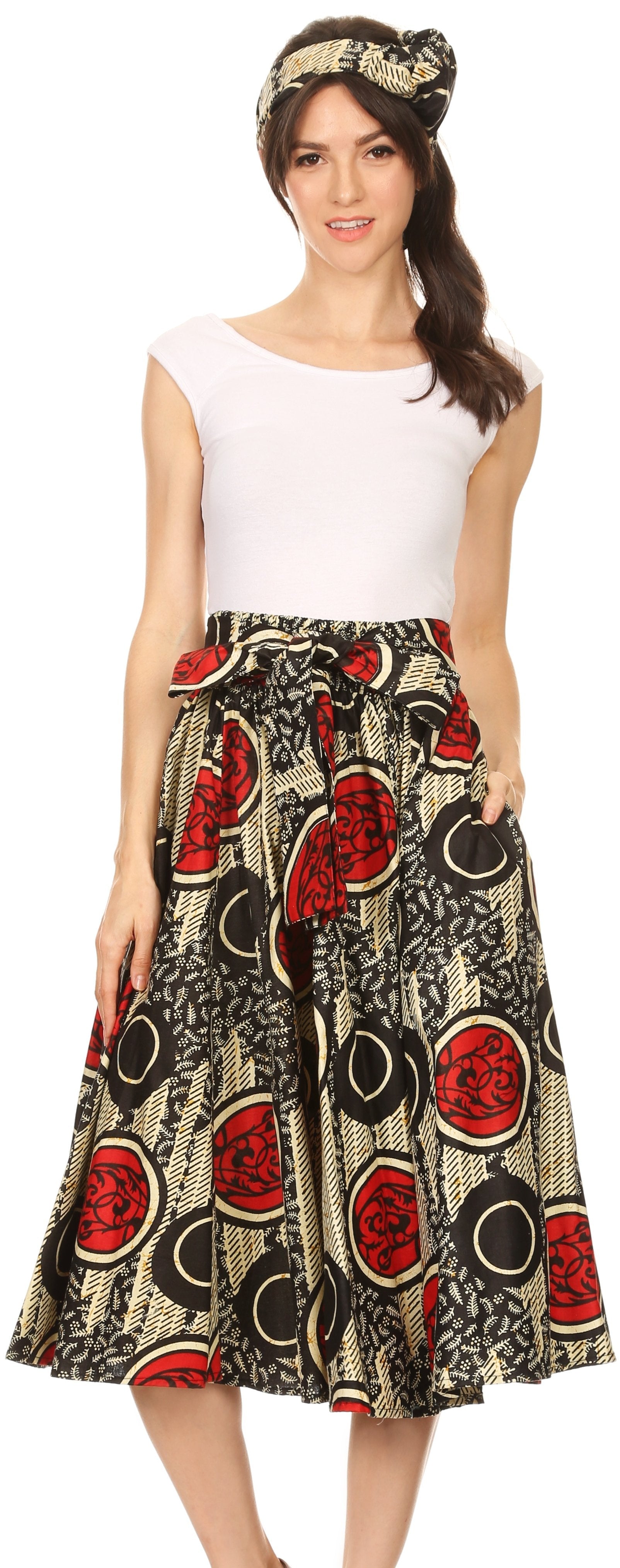 Sakkas African Dutch Ankara Wax Print Full Circle Skirt - Concordia Style Boutique