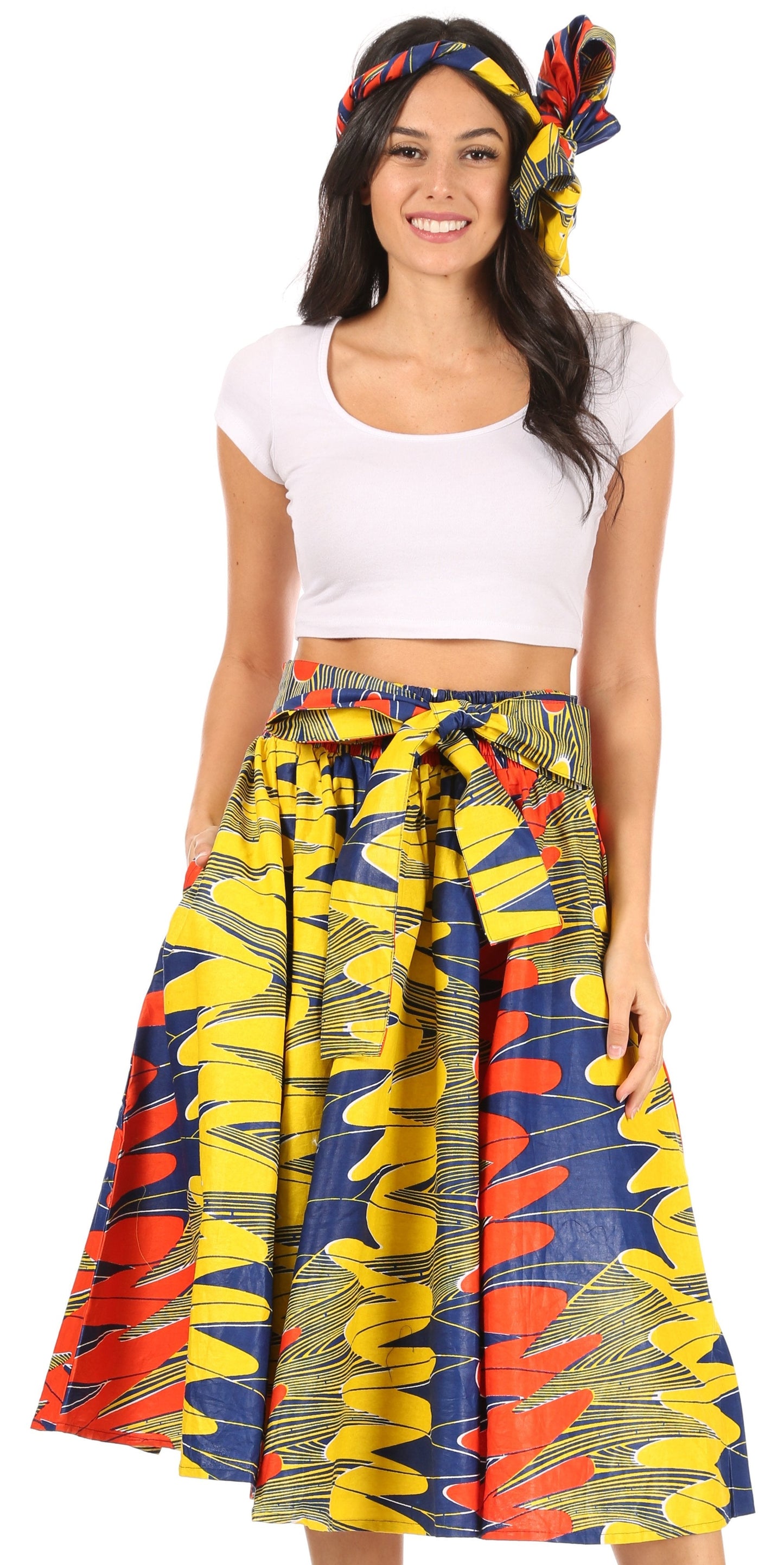 Sakkas African Dutch Ankara Wax Print Full Circle Skirt - Concordia Style Boutique