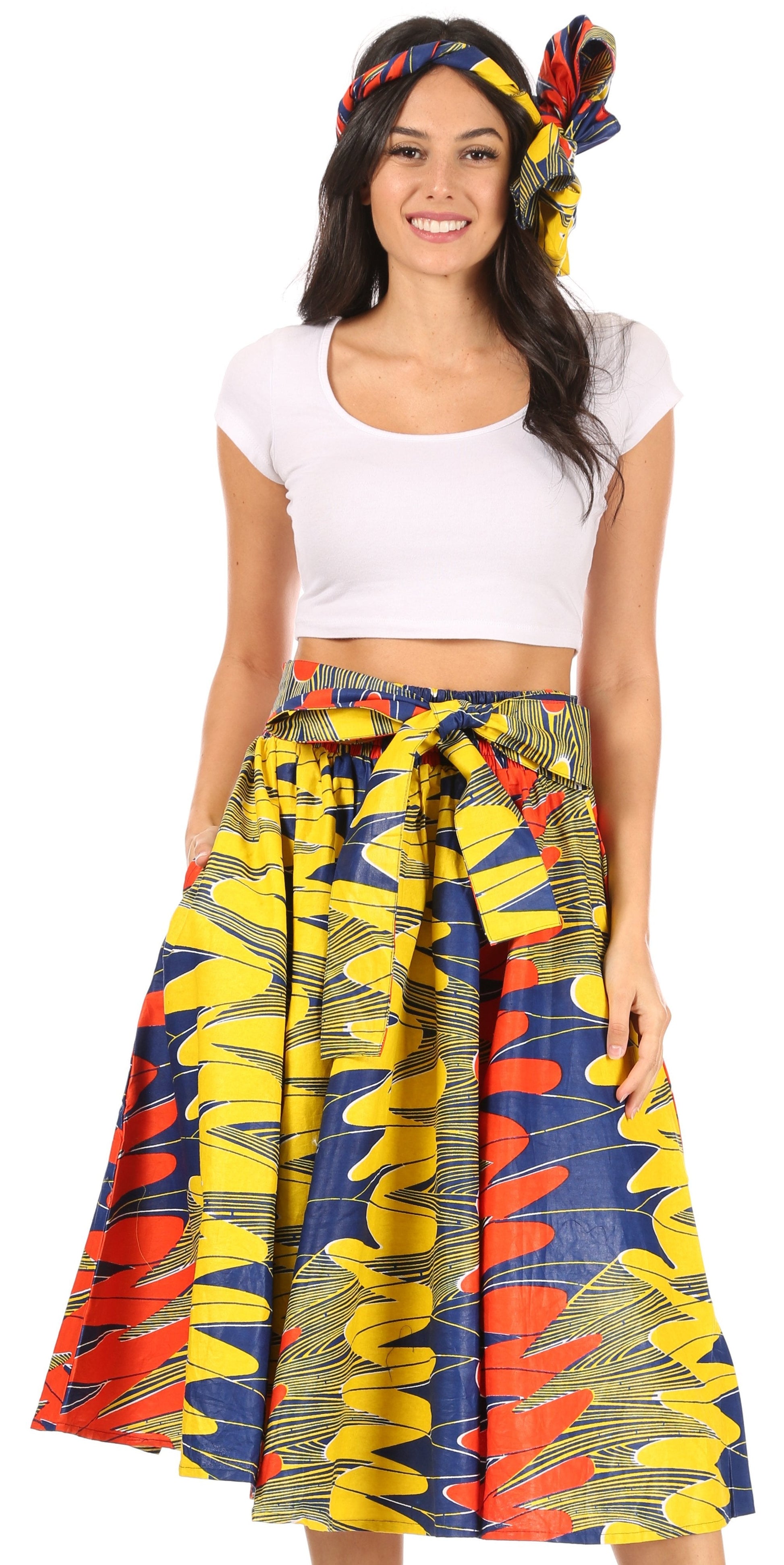 Sakkas African Dutch Ankara Wax Print Full Circle Skirt - Concordia Style Boutique