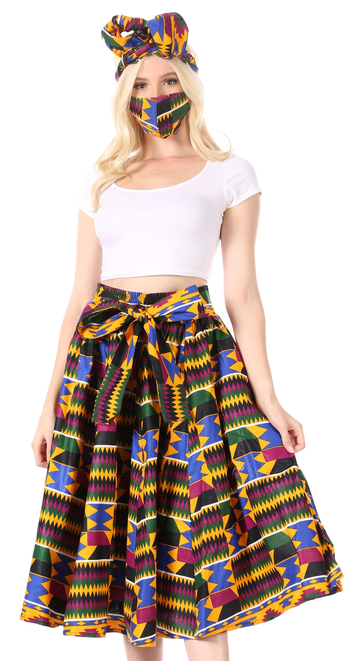 Sakkas African Dutch Ankara Wax Print Full Circle Skirt - Concordia Style Boutique