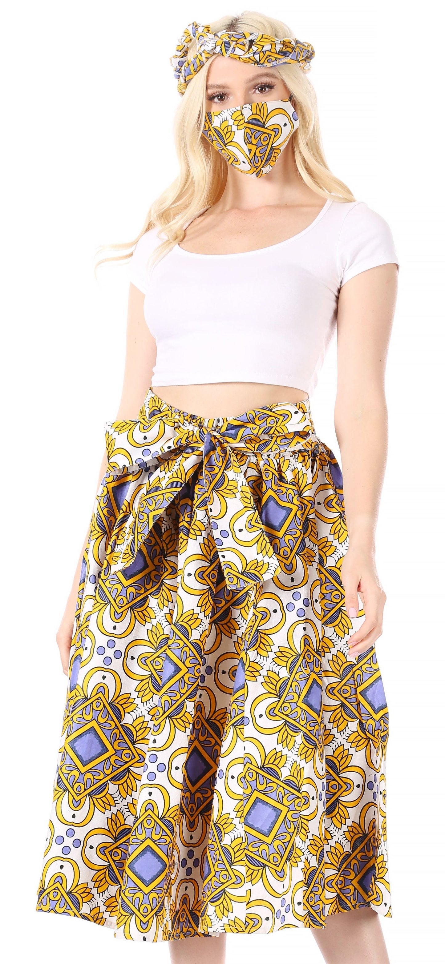 Sakkas African Dutch Ankara Wax Print Full Circle Skirt - Concordia Style Boutique