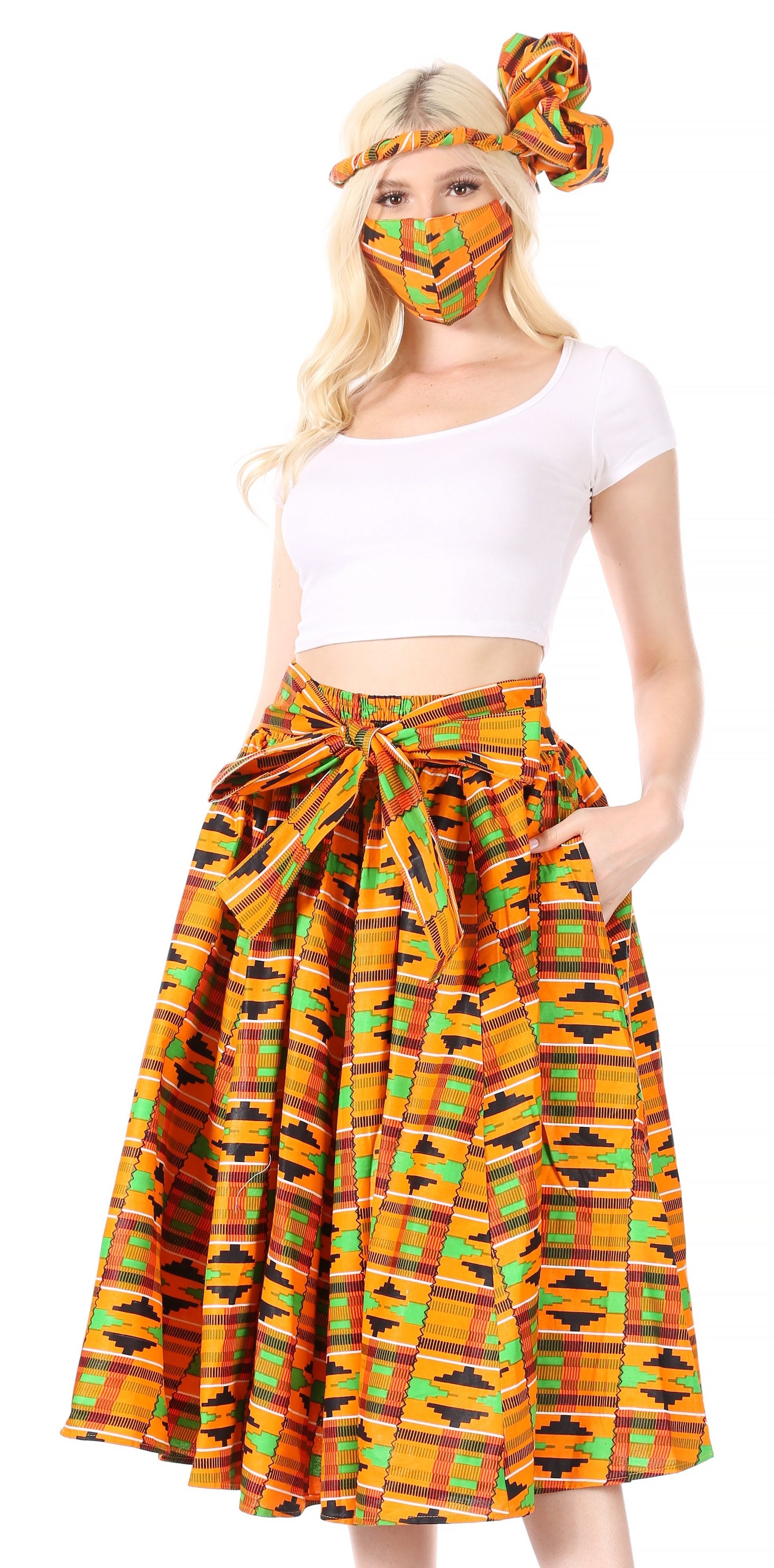 Sakkas African Dutch Ankara Wax Print Full Circle Skirt - Concordia Style Boutique