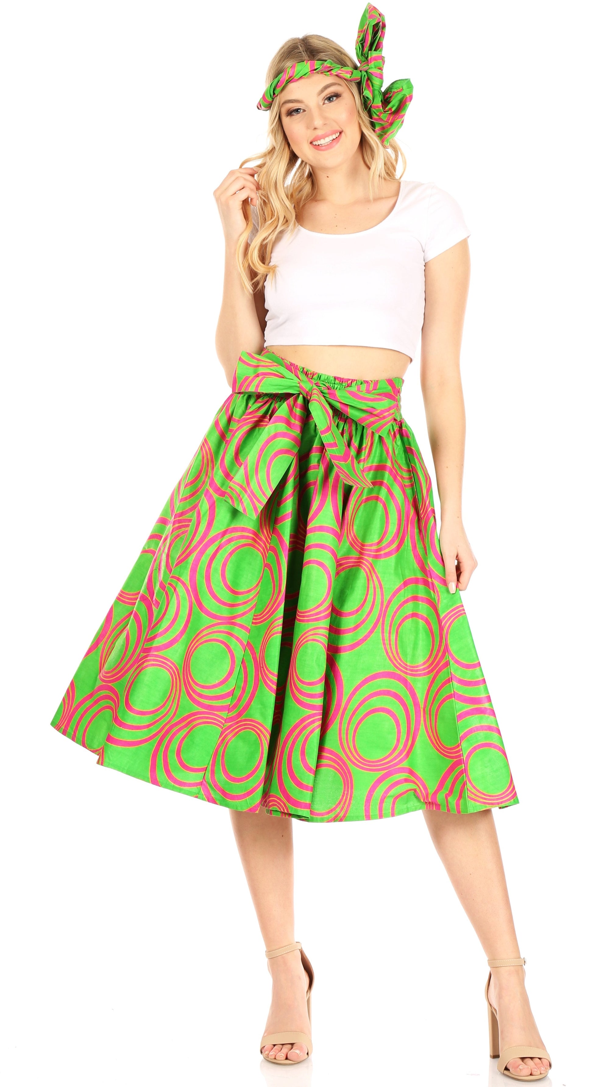 Sakkas African Dutch Ankara Wax Print Full Circle Skirt - Concordia Style Boutique