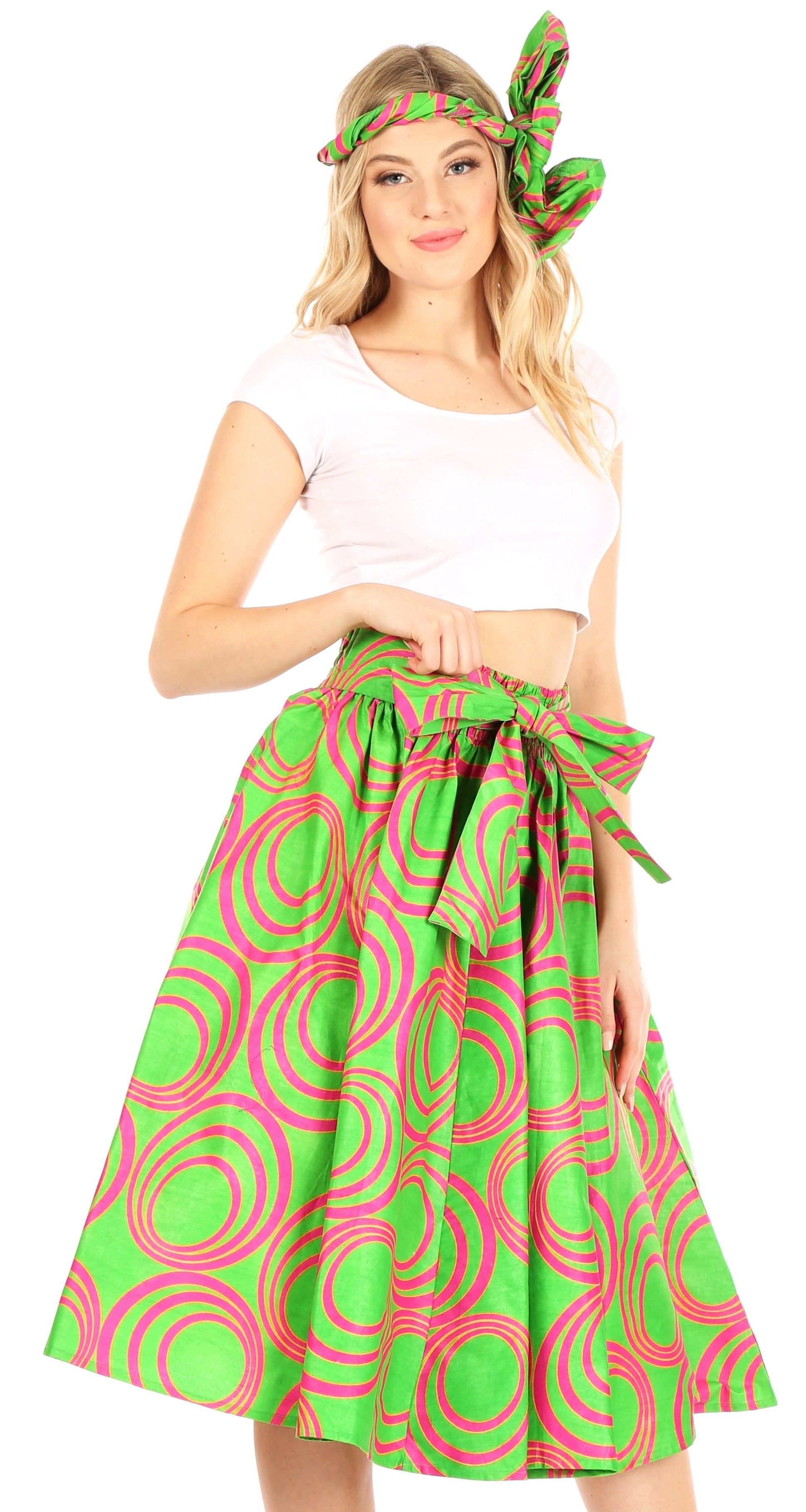 Sakkas African Dutch Ankara Wax Print Full Circle Skirt - Concordia Style Boutique