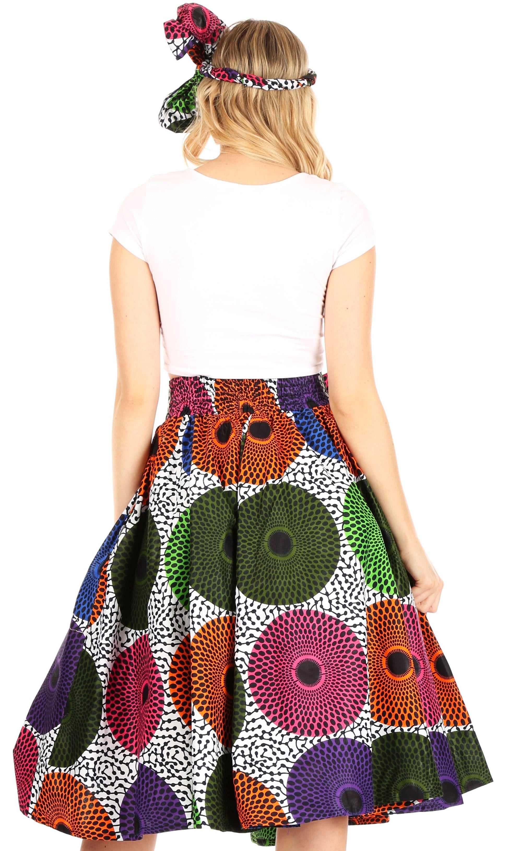Sakkas African Dutch Ankara Wax Print Full Circle Skirt - Concordia Style Boutique