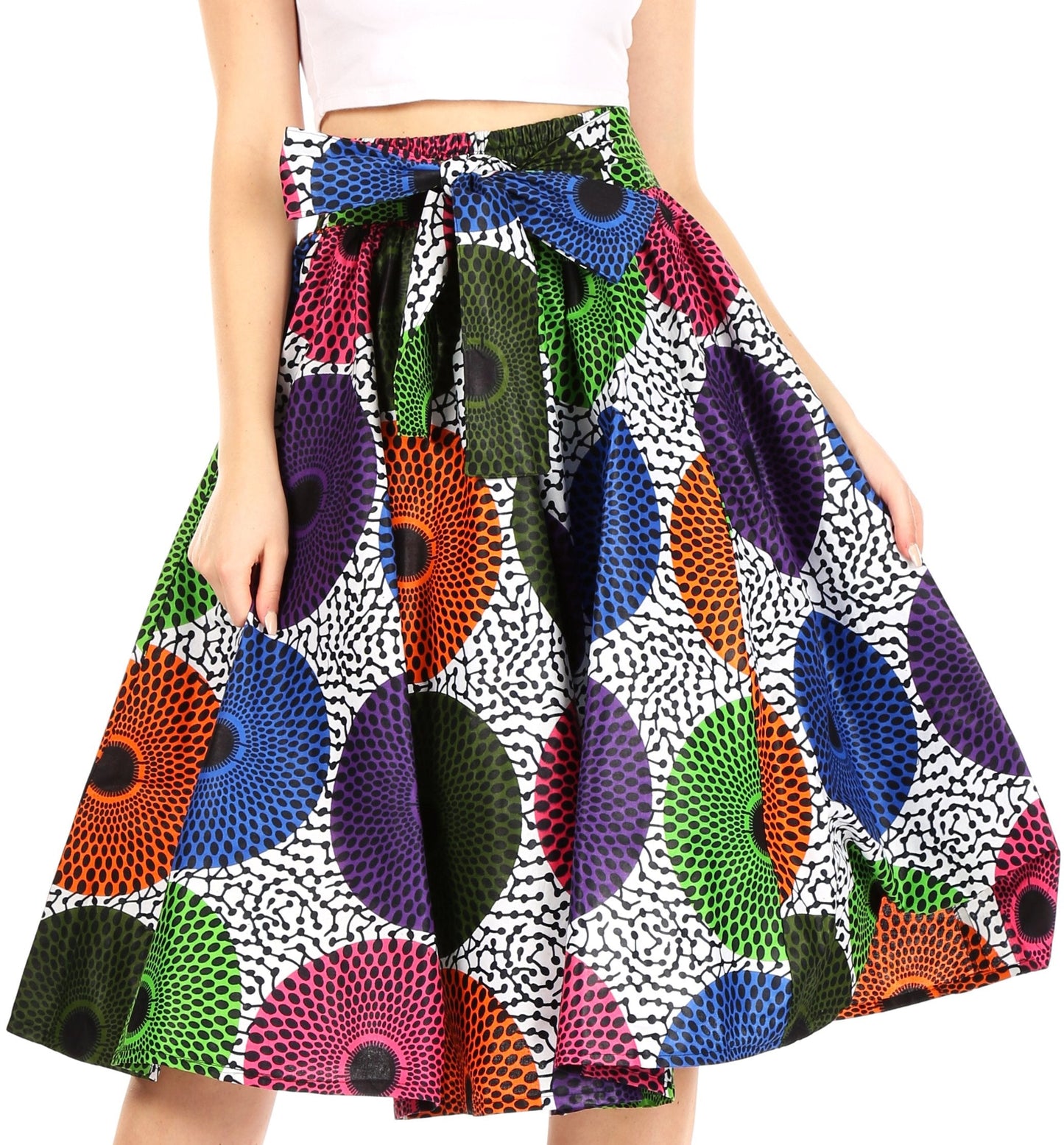 Sakkas African Dutch Ankara Wax Print Full Circle Skirt - Concordia Style Boutique