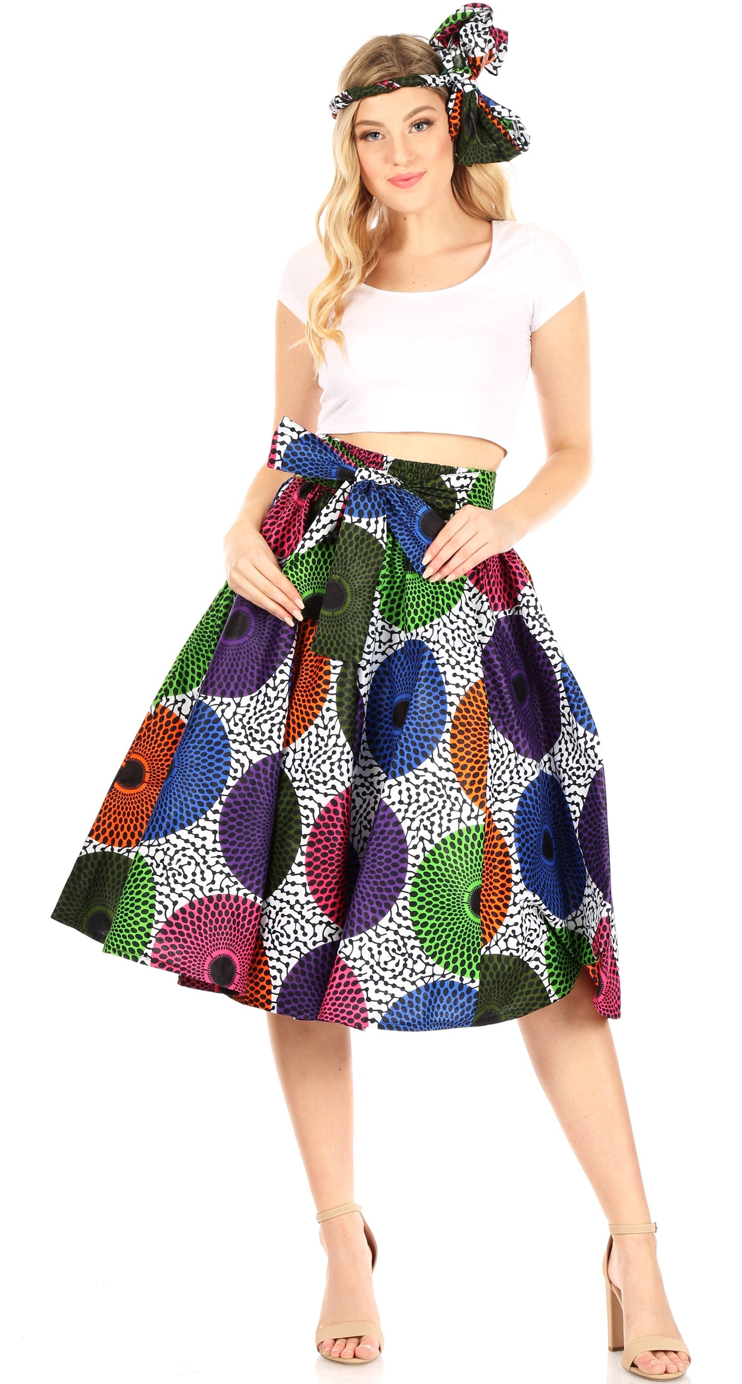 Sakkas African Dutch Ankara Wax Print Full Circle Skirt - Concordia Style Boutique
