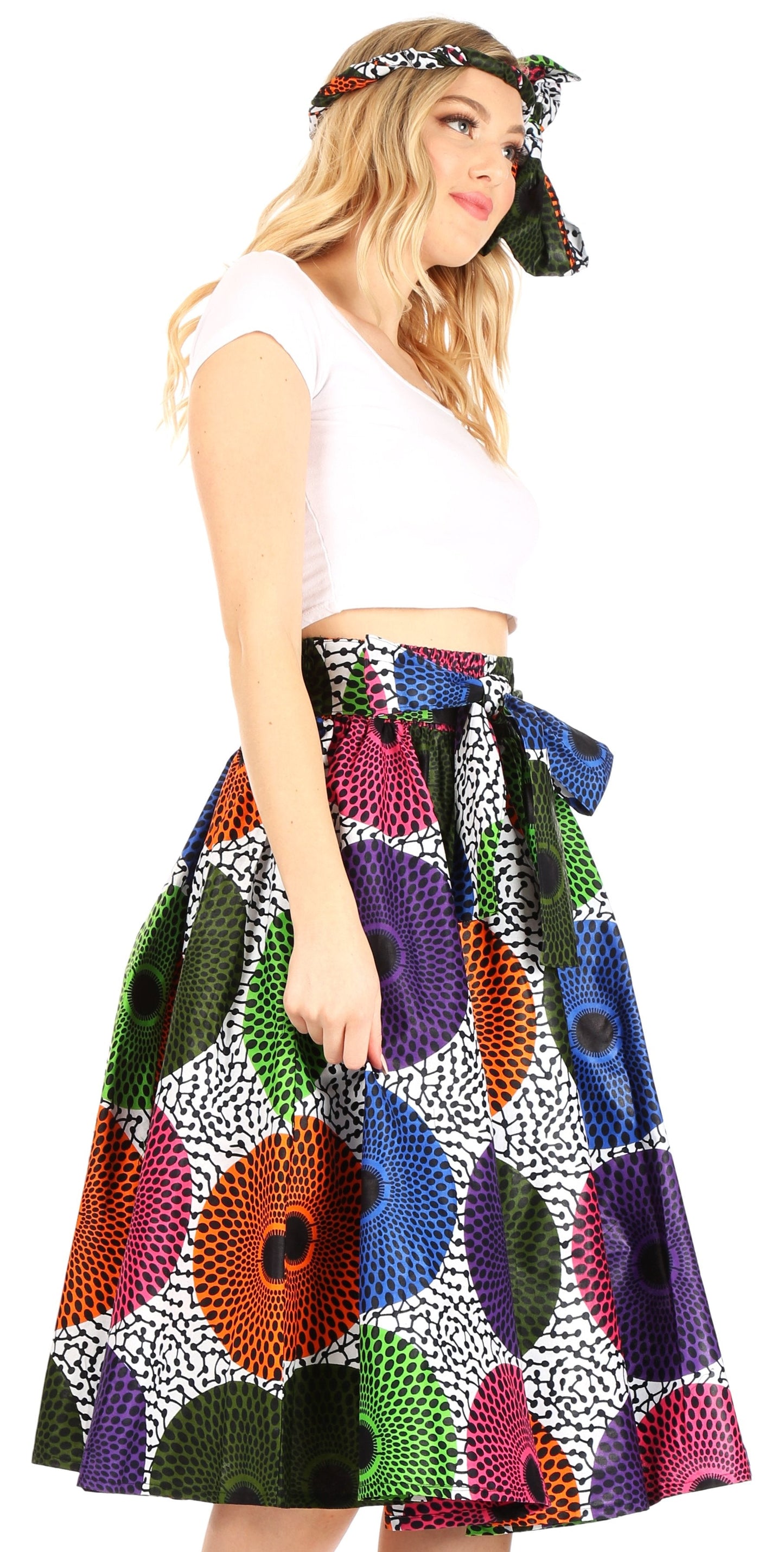 Sakkas African Dutch Ankara Wax Print Full Circle Skirt - Concordia Style Boutique