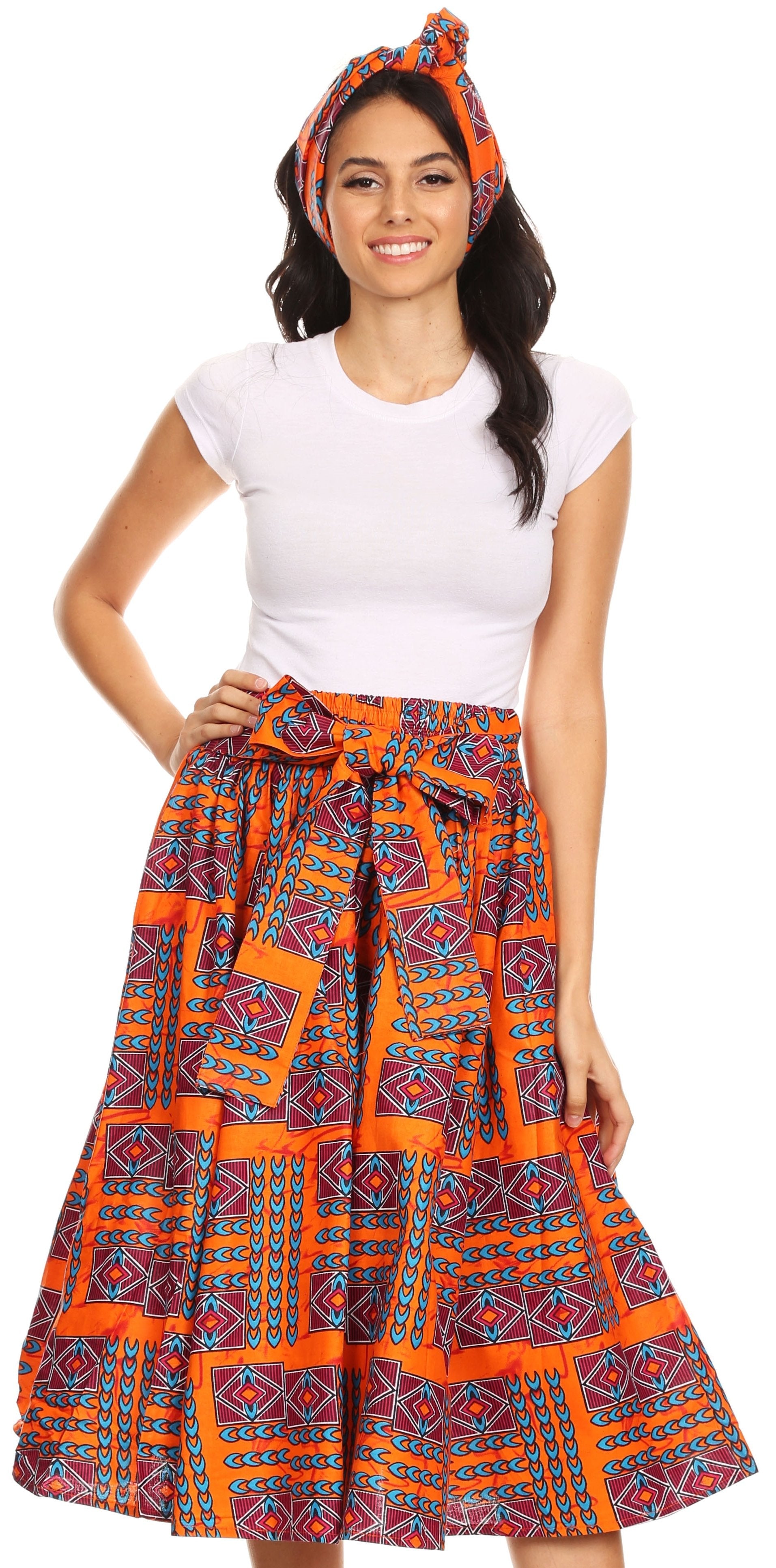 Sakkas African Dutch Ankara Wax Print Full Circle Skirt - Concordia Style Boutique