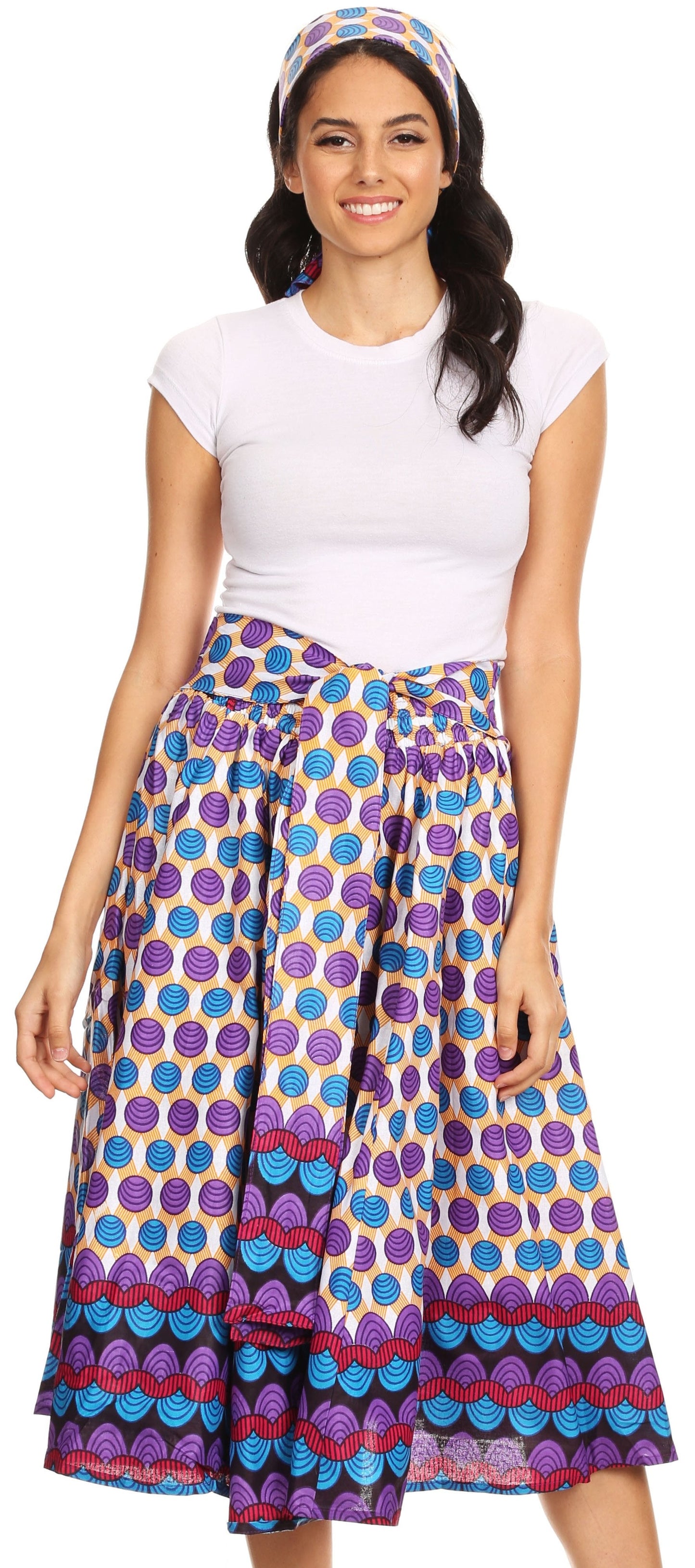 Sakkas African Dutch Ankara Wax Print Full Circle Skirt - Concordia Style Boutique