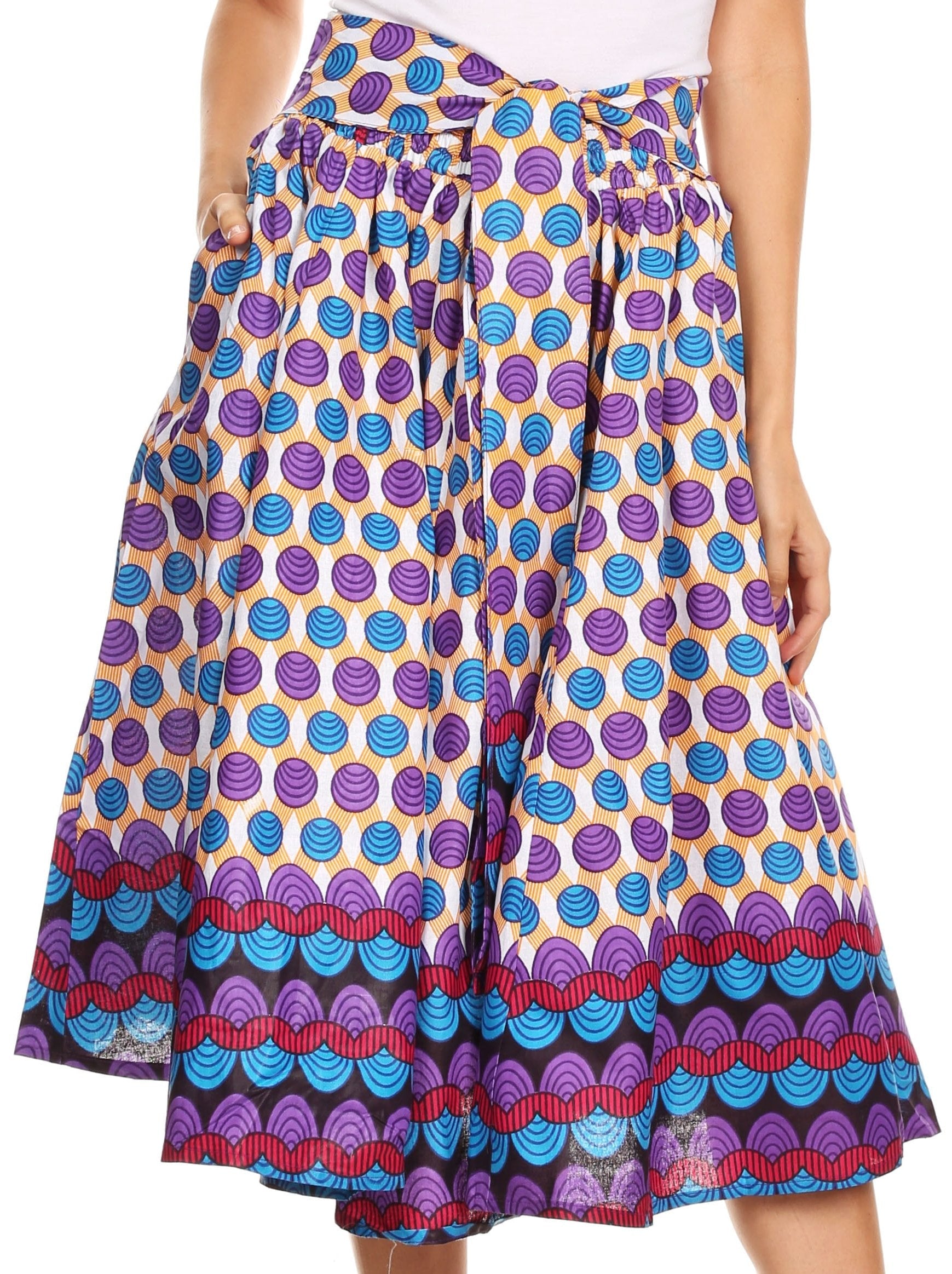 Sakkas African Dutch Ankara Wax Print Full Circle Skirt - Concordia Style Boutique