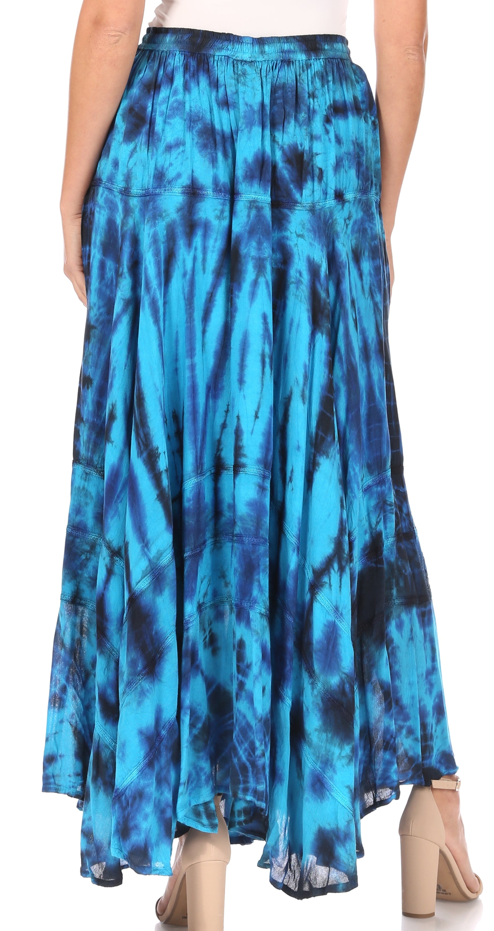 Sakkas Ester Womens Simple Boho Maxi Full circle Tie-dye Skirt with Elastic Waist - Concordia Style Boutique