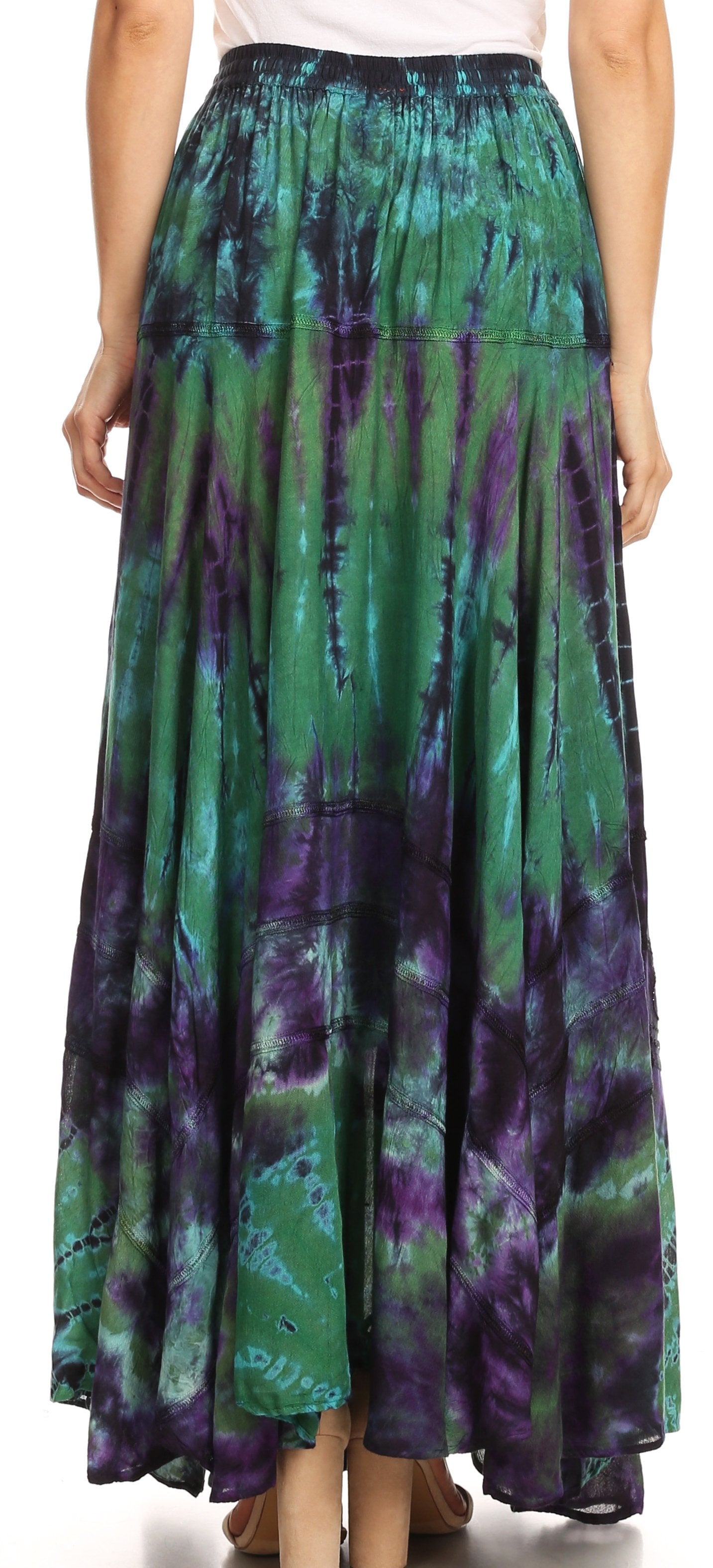 Sakkas Ester Womens Simple Boho Maxi Full circle Tie-dye Skirt with Elastic Waist - Concordia Style Boutique
