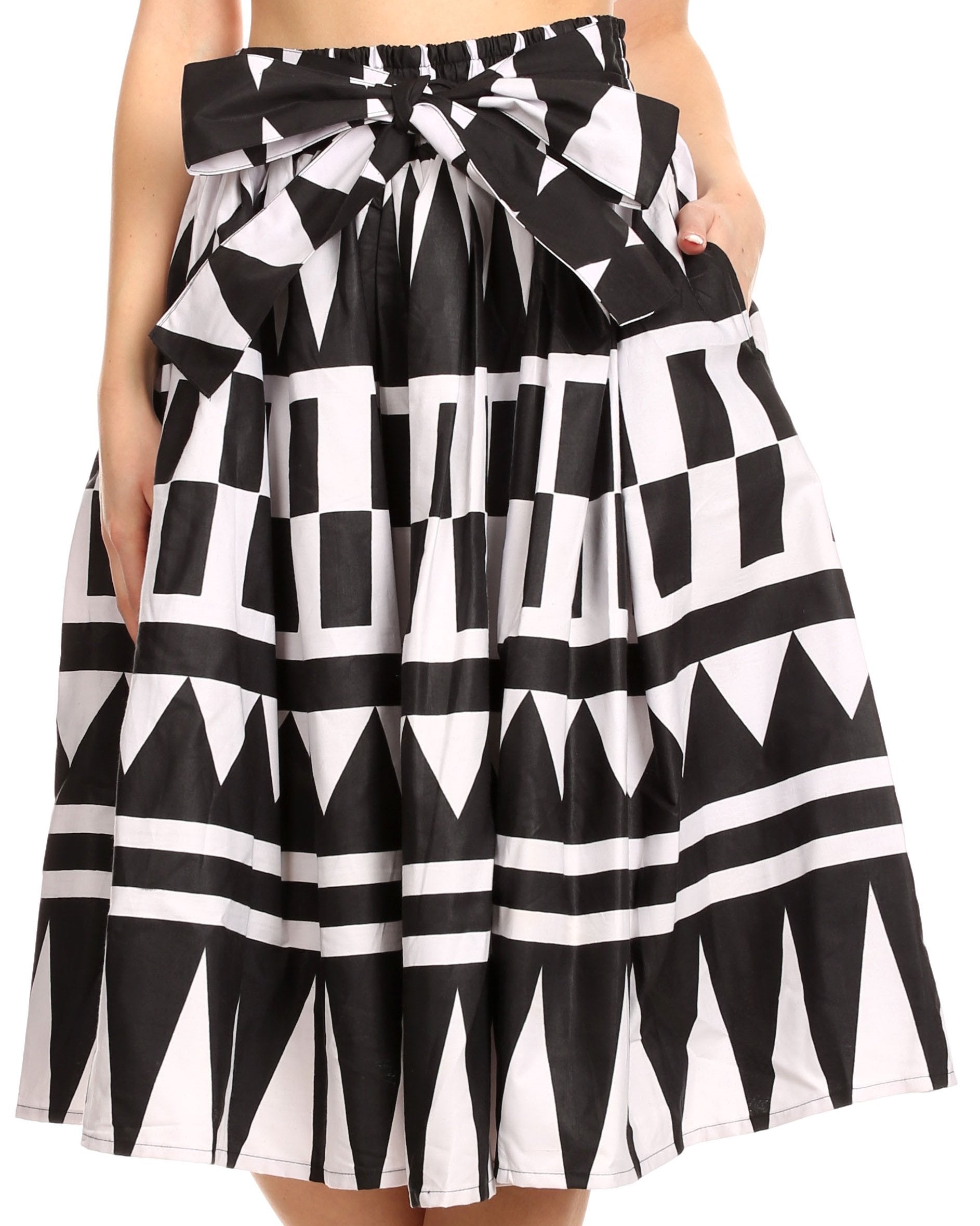 Sakkas Ama Women's Vintage Circle African Ankara Print Midi Skirt with Pockets - Concordia Style Boutique