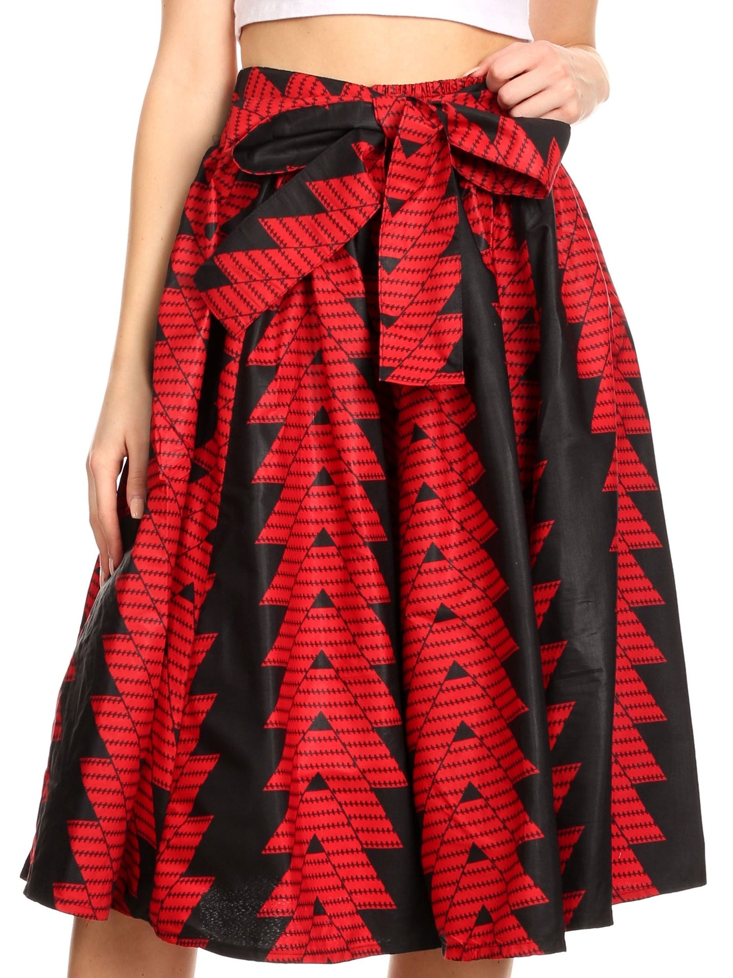 Sakkas Ama Women's Vintage Circle African Ankara Print Midi Skirt with Pockets - Concordia Style Boutique