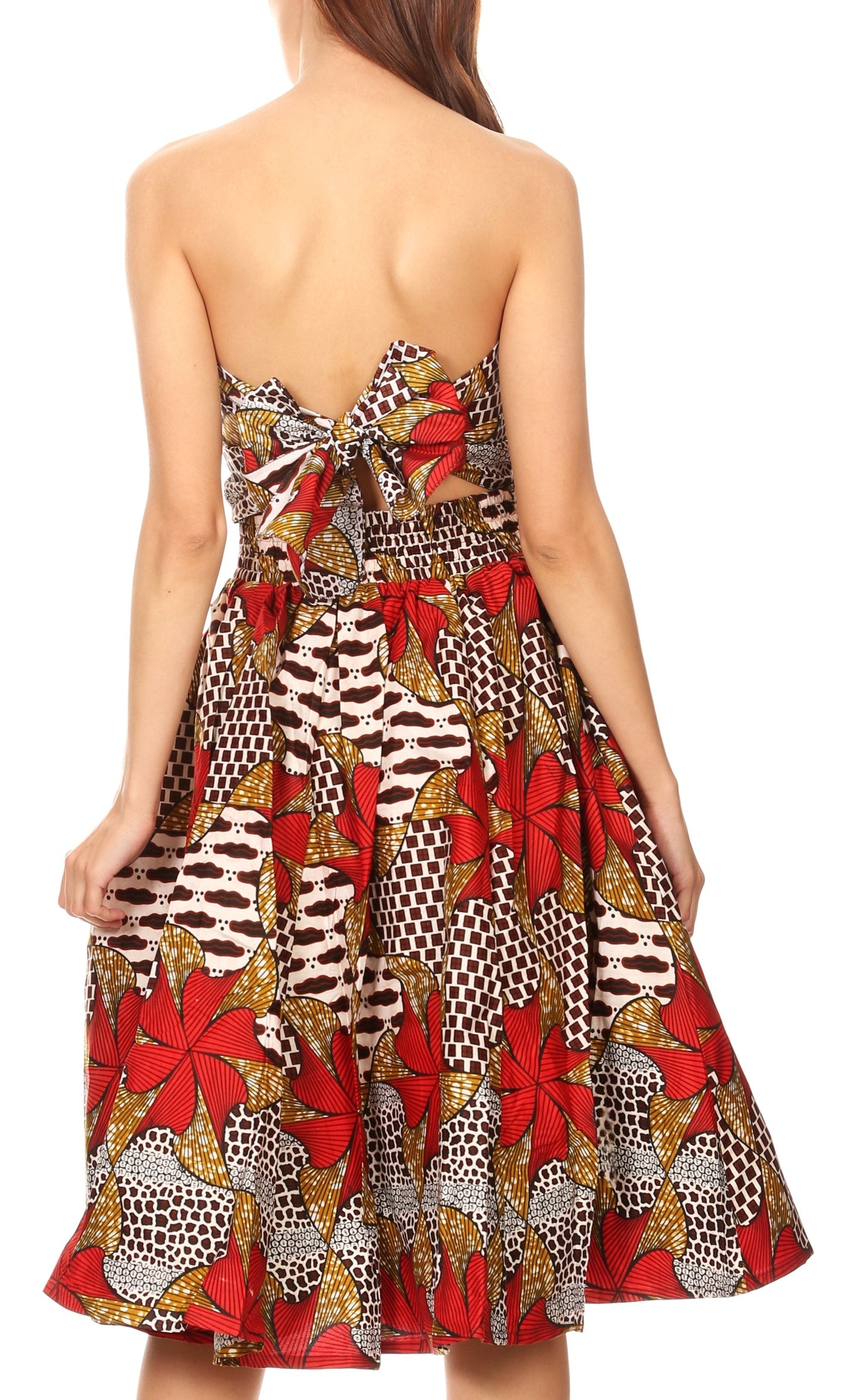 Sakkas Ama Women's Vintage Circle African Ankara Print Midi Skirt with Pockets - Concordia Style Boutique