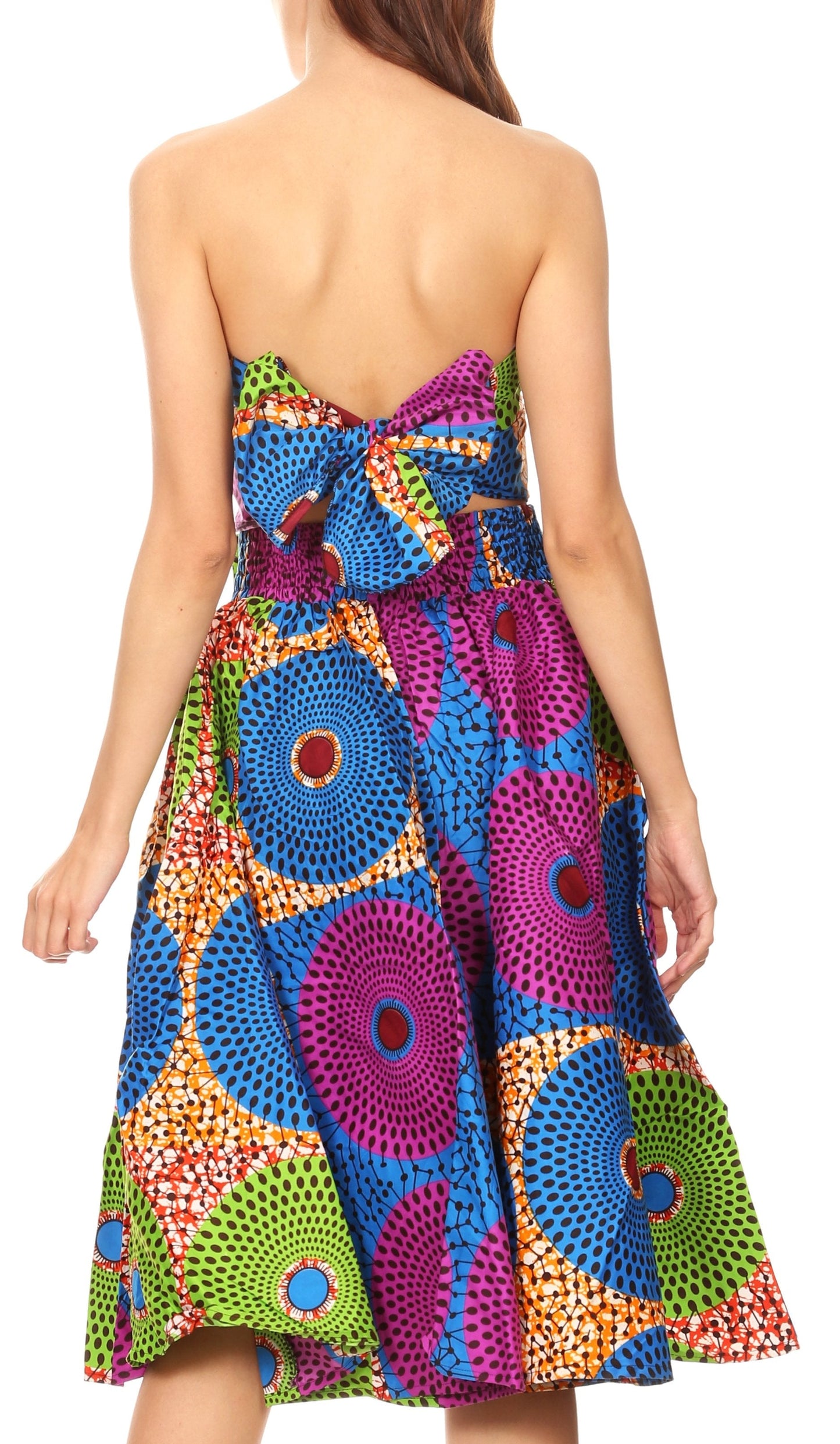 Sakkas Ama Women's Vintage Circle African Ankara Print Midi Skirt with Pockets - Concordia Style Boutique