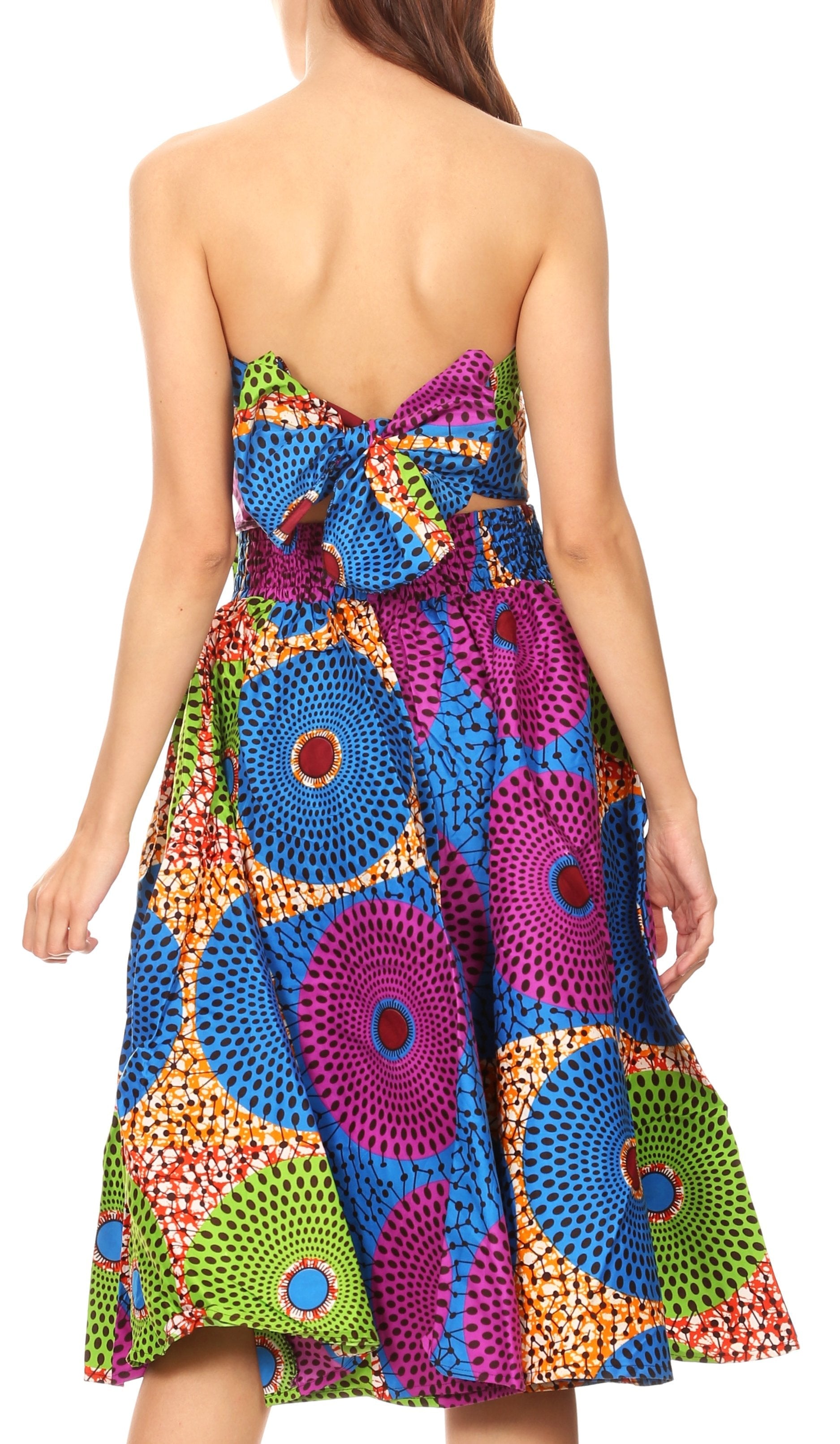 Sakkas Ama Women's Vintage Circle African Ankara Print Midi Skirt with Pockets - Concordia Style Boutique