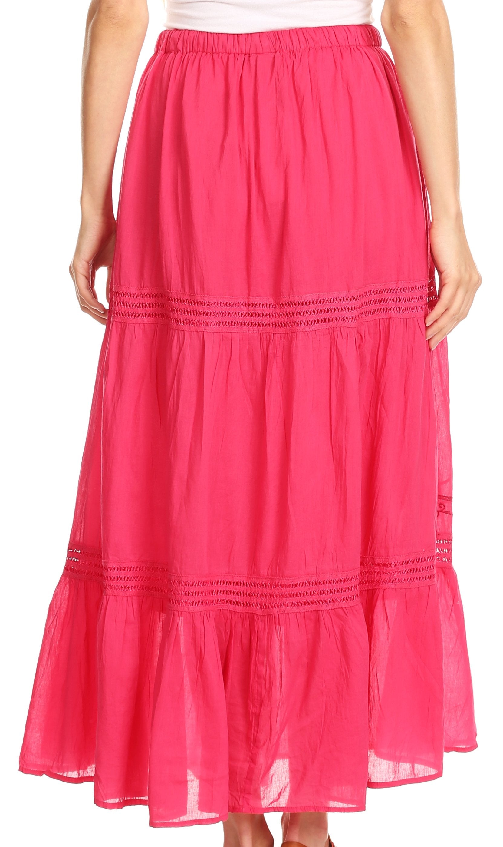 Sakkas Takara Maxi Broomstick Cascading Peasant Skirt with Elastic Waist - Concordia Style Boutique