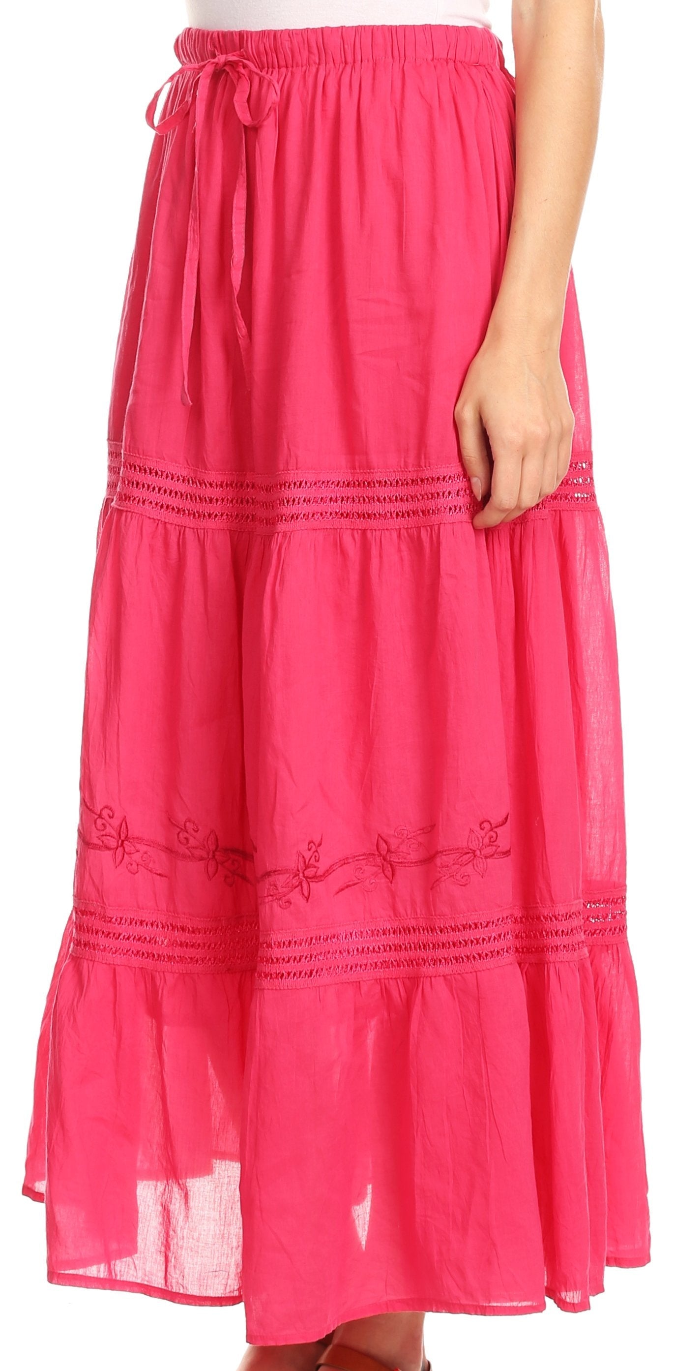 Sakkas Takara Maxi Broomstick Cascading Peasant Skirt with Elastic Waist - Concordia Style Boutique