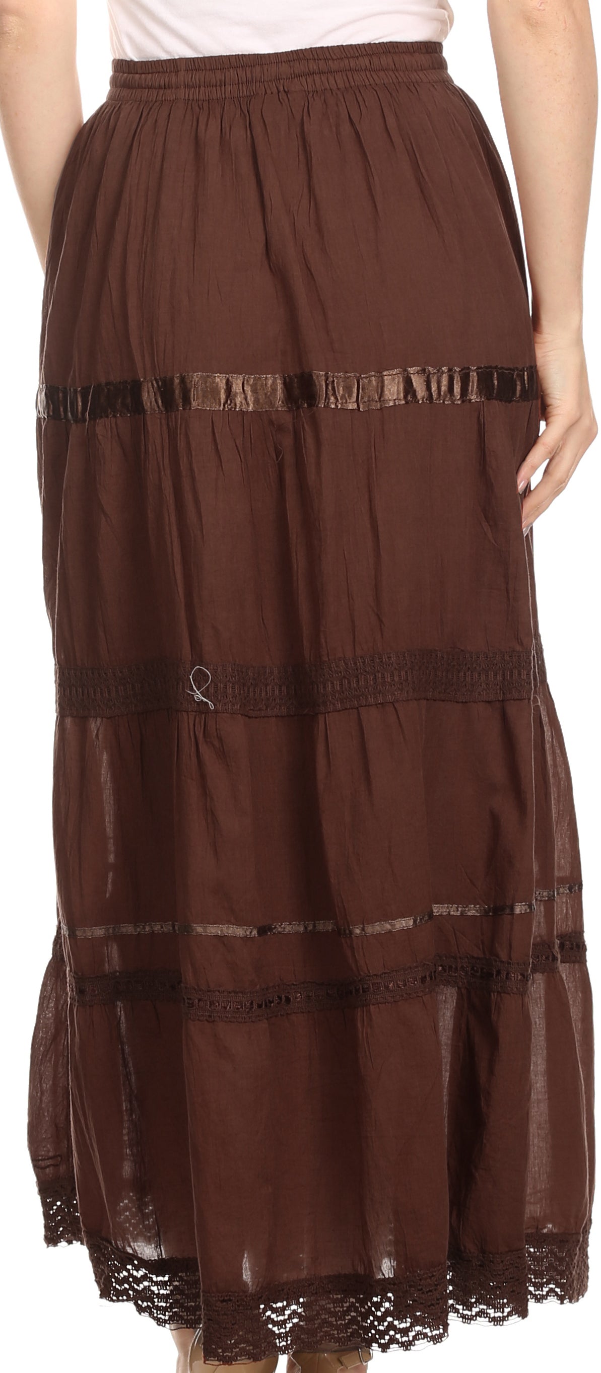Sakkas Solid Embroidered Gypsy / Bohemian Full / Maxi / Long Cotton Skirt - Concordia Style Boutique