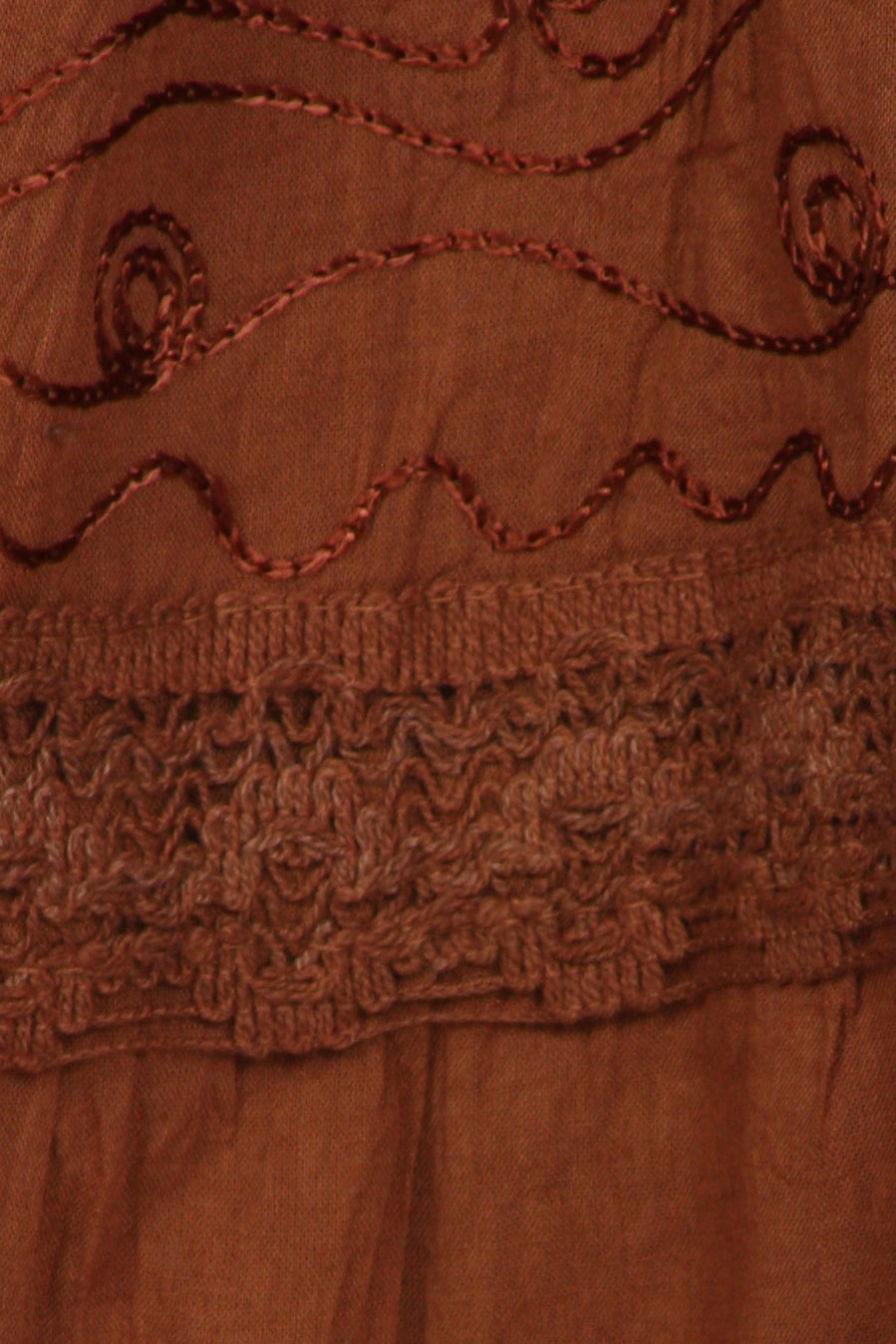 Sakkas Solid Embroidered Crochet Lace Trim Gypsy Bohemian Mid Length Cotton Skirt - Concordia Style Boutique
