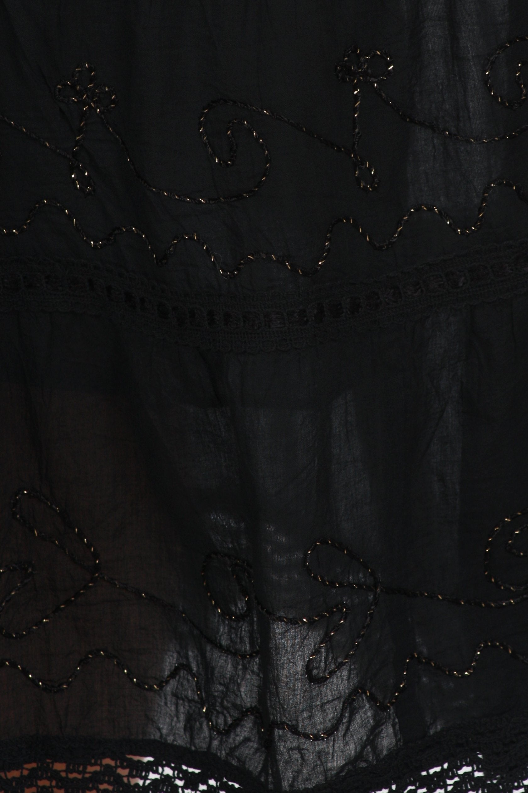 Sakkas Solid Embroidered Crochet Lace Trim Gypsy Bohemian Mid Length Cotton Skirt - Concordia Style Boutique