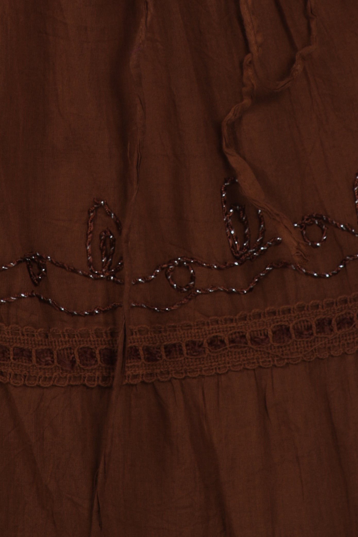Sakkas Solid Embroidered Crochet Lace Trim Gypsy Bohemian Mid Length Cotton Skirt - Concordia Style Boutique
