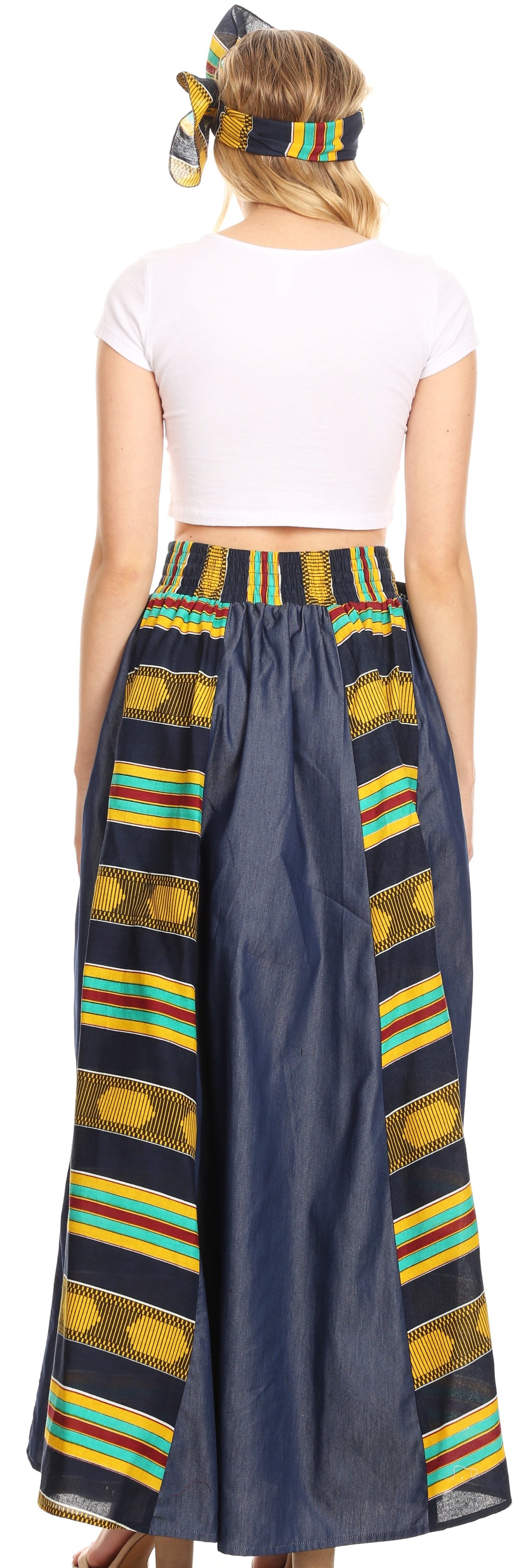 Sakkas Monifa Long Maxi Skirt Colorful Ankara Wax Dutch African Skirt Gorgeous - Concordia Style Boutique