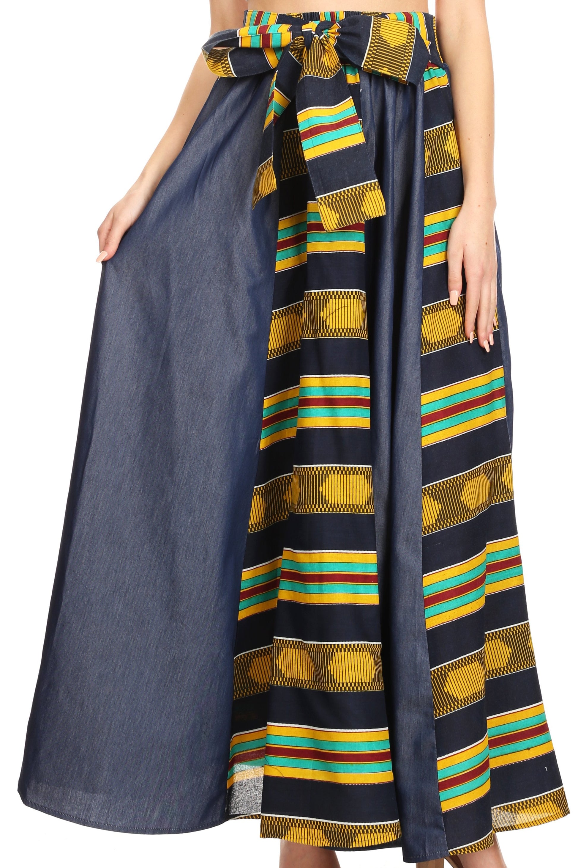 Sakkas Monifa Long Maxi Skirt Colorful Ankara Wax Dutch African Skirt Gorgeous - Concordia Style Boutique