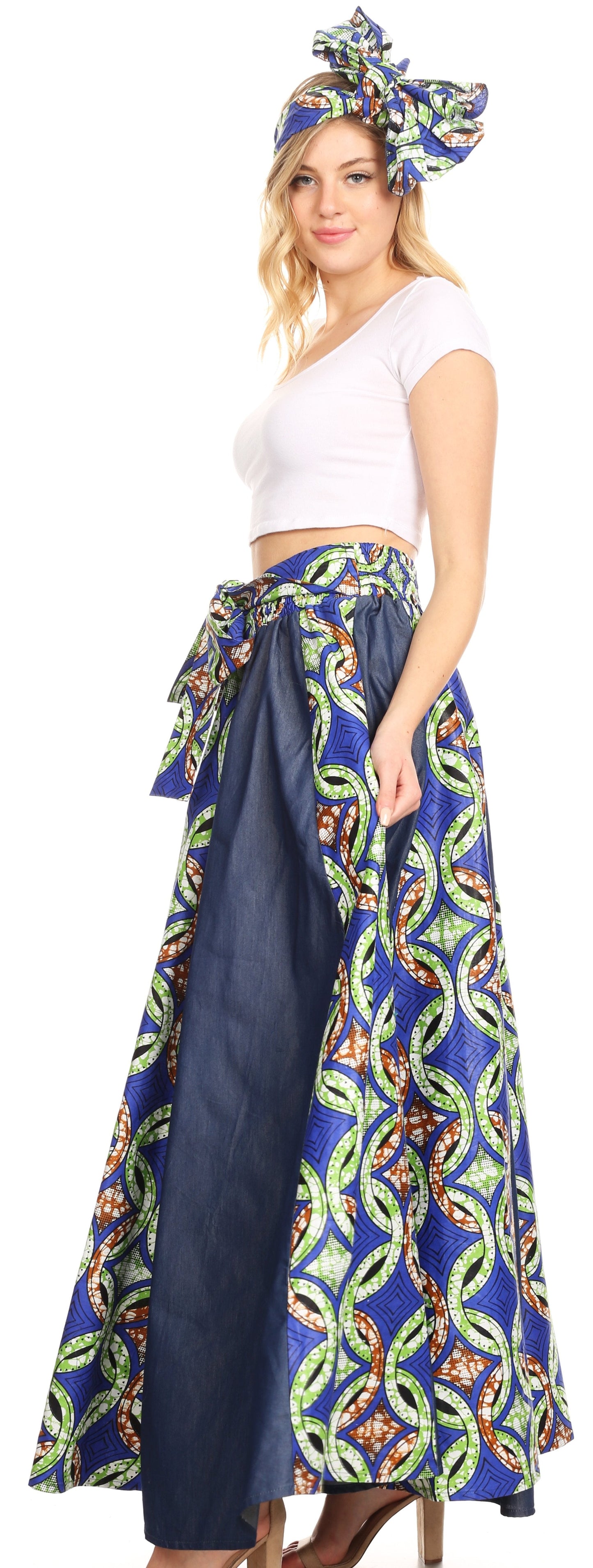 Sakkas Monifa Long Maxi Skirt Colorful Ankara Wax Dutch African Skirt Gorgeous - Concordia Style Boutique