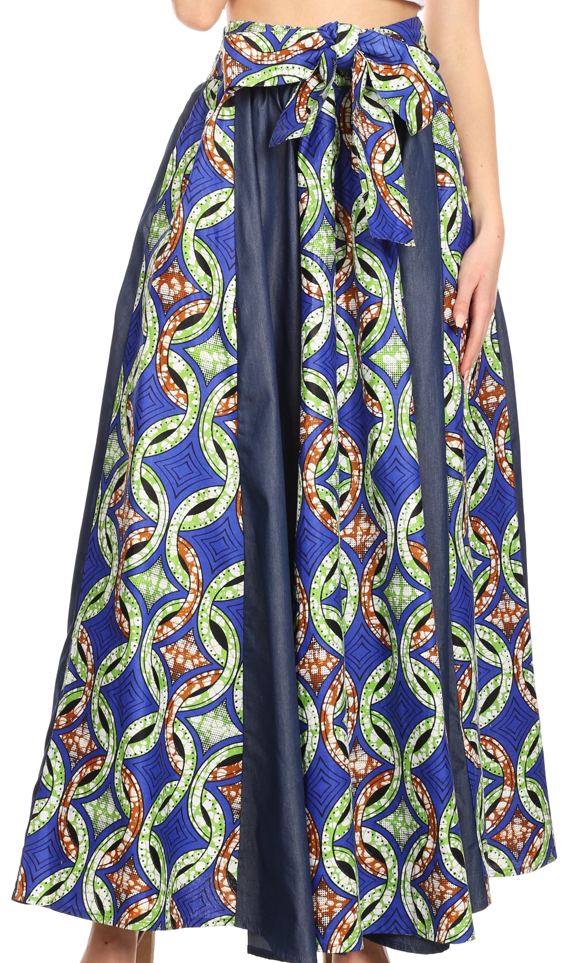 Sakkas Monifa Long Maxi Skirt Colorful Ankara Wax Dutch African Skirt Gorgeous - Concordia Style Boutique
